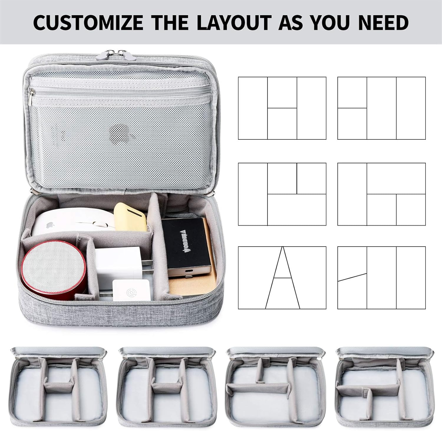 YOKONICO Electronics Organizer Bag &ndash; Double Layer Cord Organizer Travel, Waterproof Cable Organizer for Cords, Chargers, Earphones, USB, SD Cards,Tablet, Power Bank & Electronic Accessories