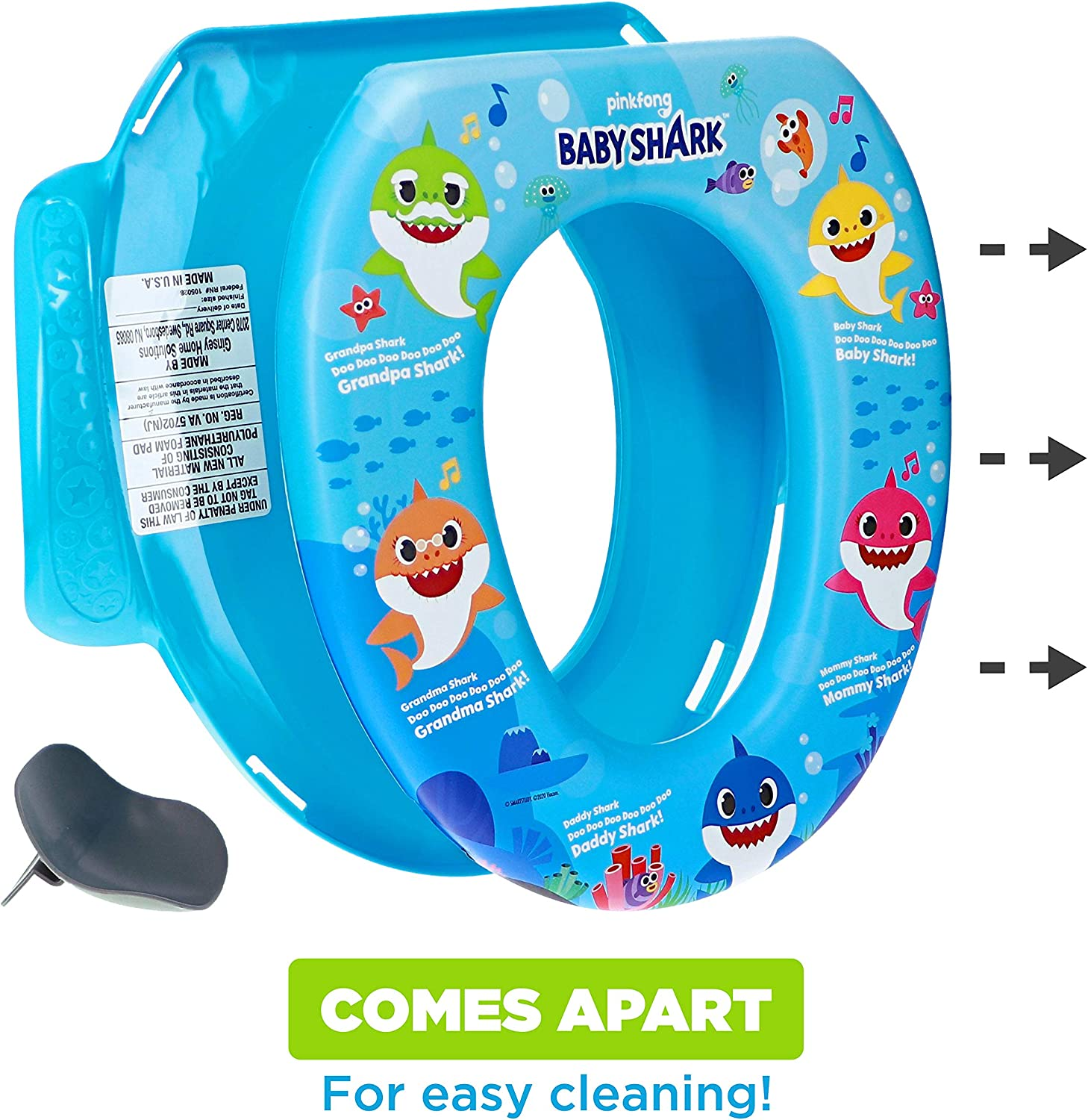 Nickelodeon Baby Shark Sharktastic Soft Potty Seat and Potty Training Seat - Soft Cushion, Baby Potty Training, Safe, Easy to Clean image number 4