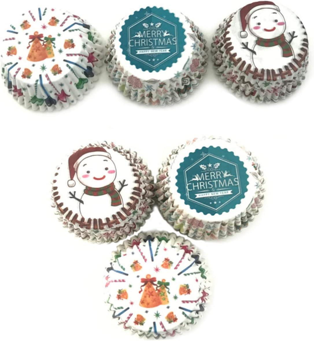 Abaodam 3Sets Christmas Theme Mini Dessert Cups Cupcake Wrappers Heat Resistant Oil Dessert Wraps for Wedding Birthday Party 100Pcs*3 image number 2