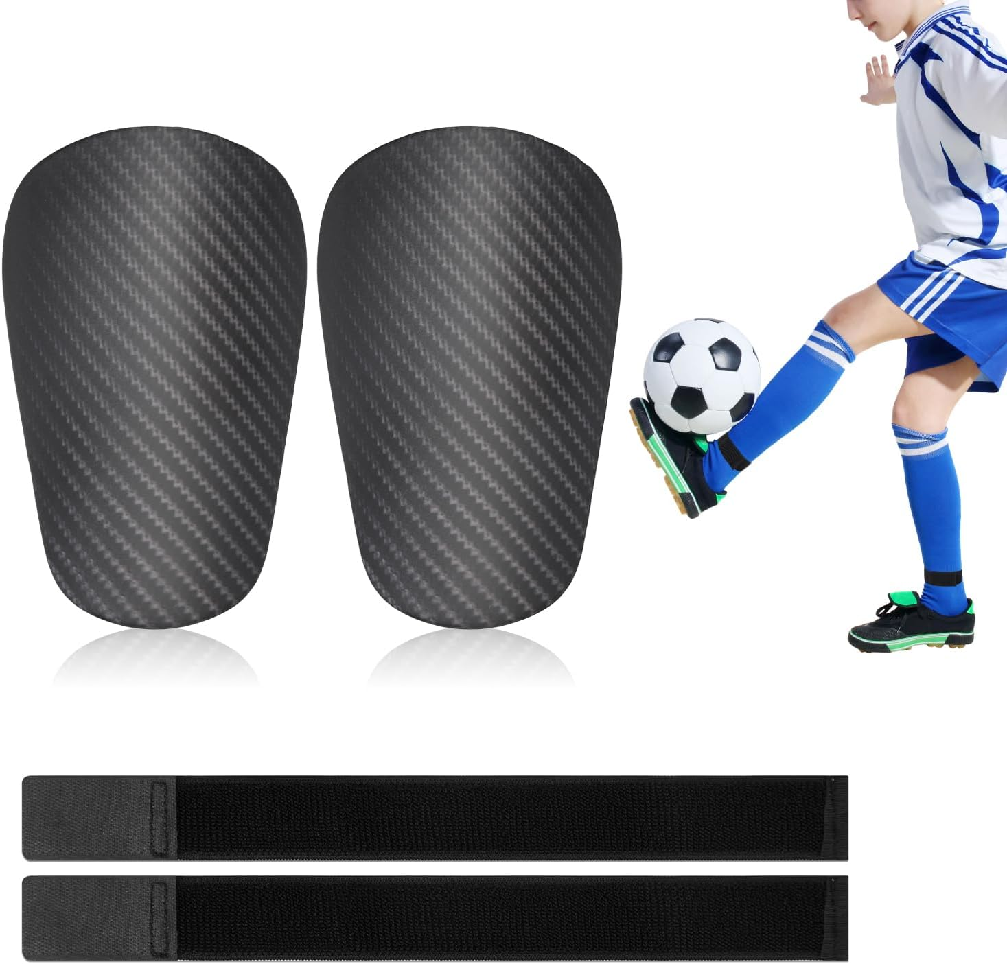 Shin Pads, Shin Guards and Shin Guard Straps, Black Tiny Soccer Shin Pads Protective Football Small Shin Guards for All Ages Exercise image number 5
