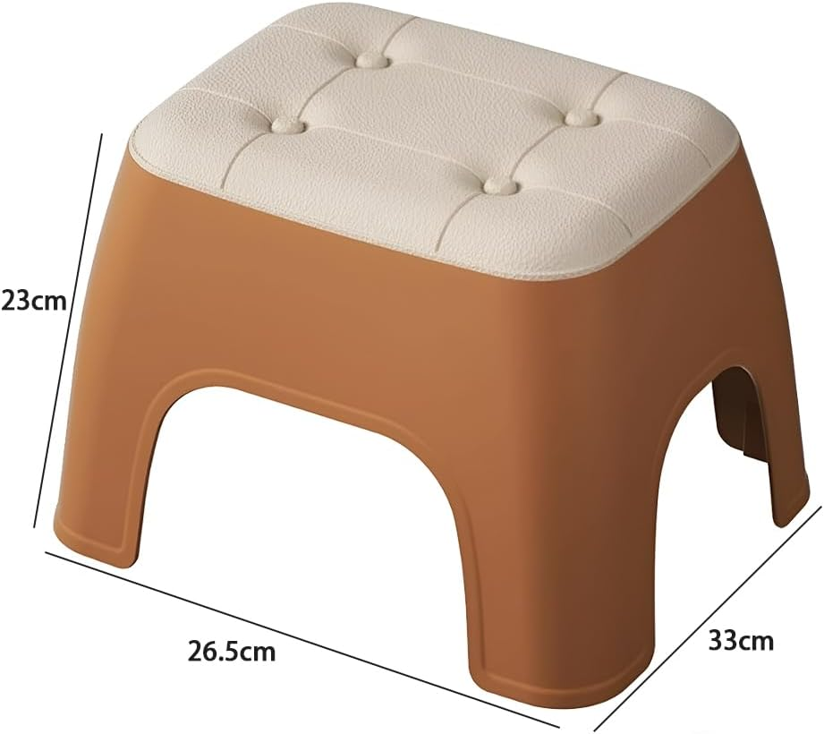 Portable Small Footstool Armchair Shoe Changing Stools Anti-Slip Chair Plastic Toddler Stool Kindergarten Household Small Bench 33X26.5X23Cm (Orange) image number 6