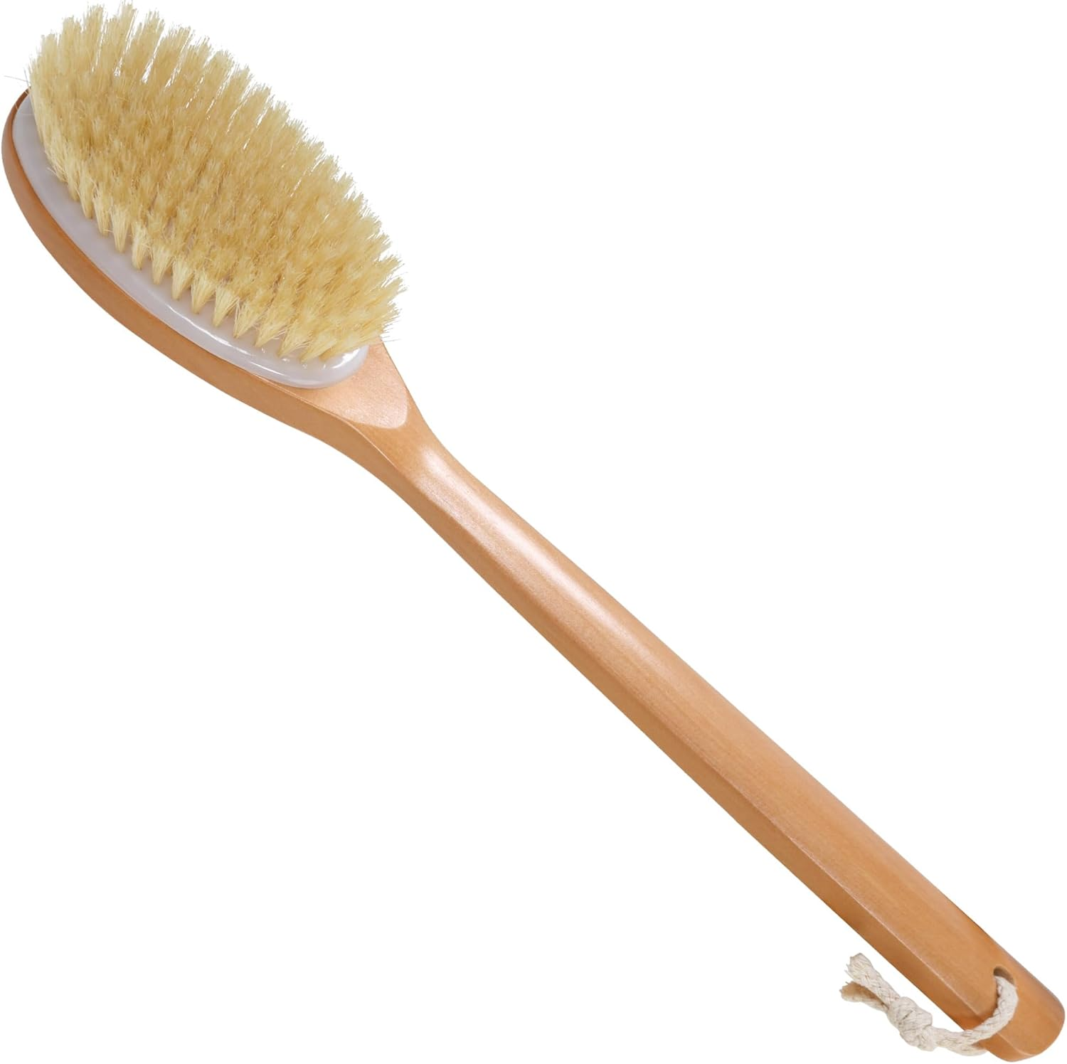 OWIIZI Bath Brushes with Soft and Natural Bristles Antiskid Wooden Long Handle Shower Body Scrubber for Wet or Dry Exfoliating,Back Scrub Deep Cleanse image number 2