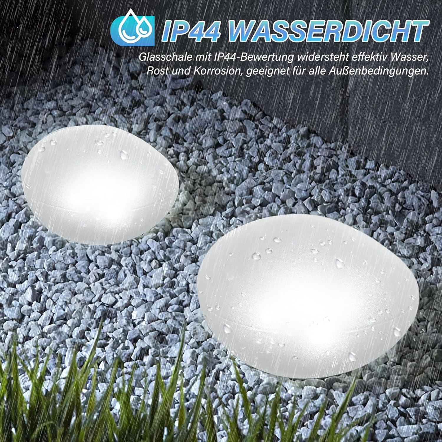 1 X Cool White Light Solar Glass Stone Lamp, Solar Path Light Path Light Pond Lighting with 4 Leds, IP44 Waterproof Auto On/Off Garden Ornaments for Lawn, Floor and Outdoor Use image number 5