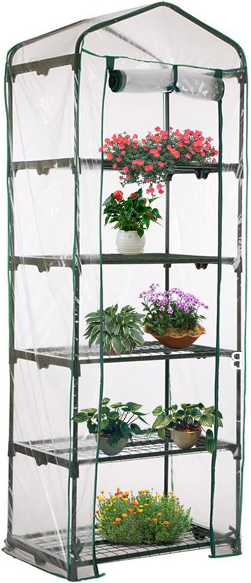 3/4/5 Tier Small Greenhouse Cover, Reinforced PVC Small Greenhouse Tent, Garden Grow House, Transparent Waterproof Hot House, Replacement Cover for Plants,Vegetables, Flowers, Seedlings