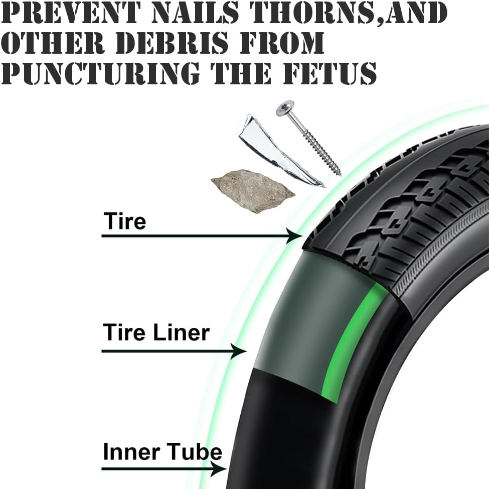 2 Pieces Bike Tyre Liner, Bike Inner Tube Protector, Anti-Puncture Inner Tube Protection Tapes, Bicycle Tube Flat Protector Compatible with 29"/26/700 C (Green) image number 2