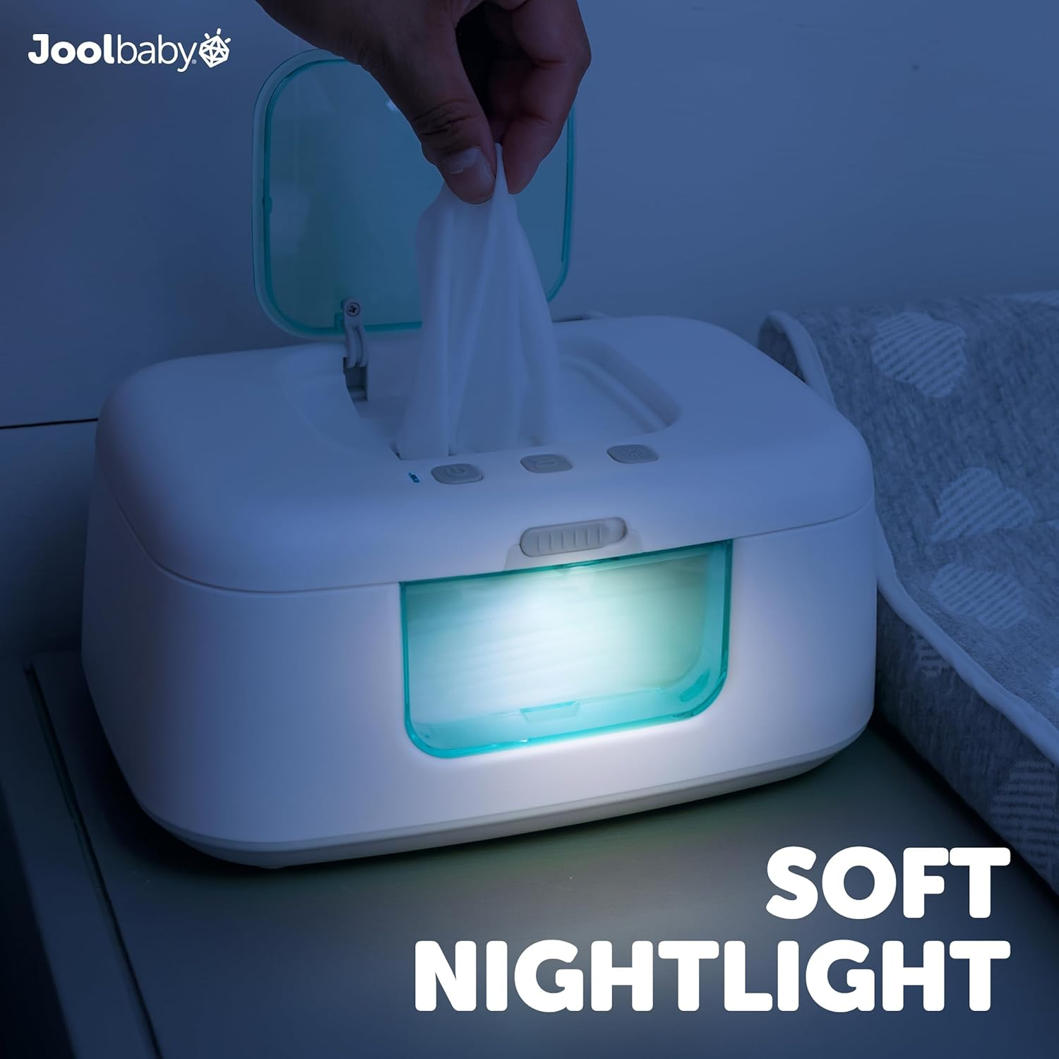 Tinybums Baby Wipe Warmer & Dispenser with LED Changing Light & On/Off Switch - Jool Baby (Aqua)