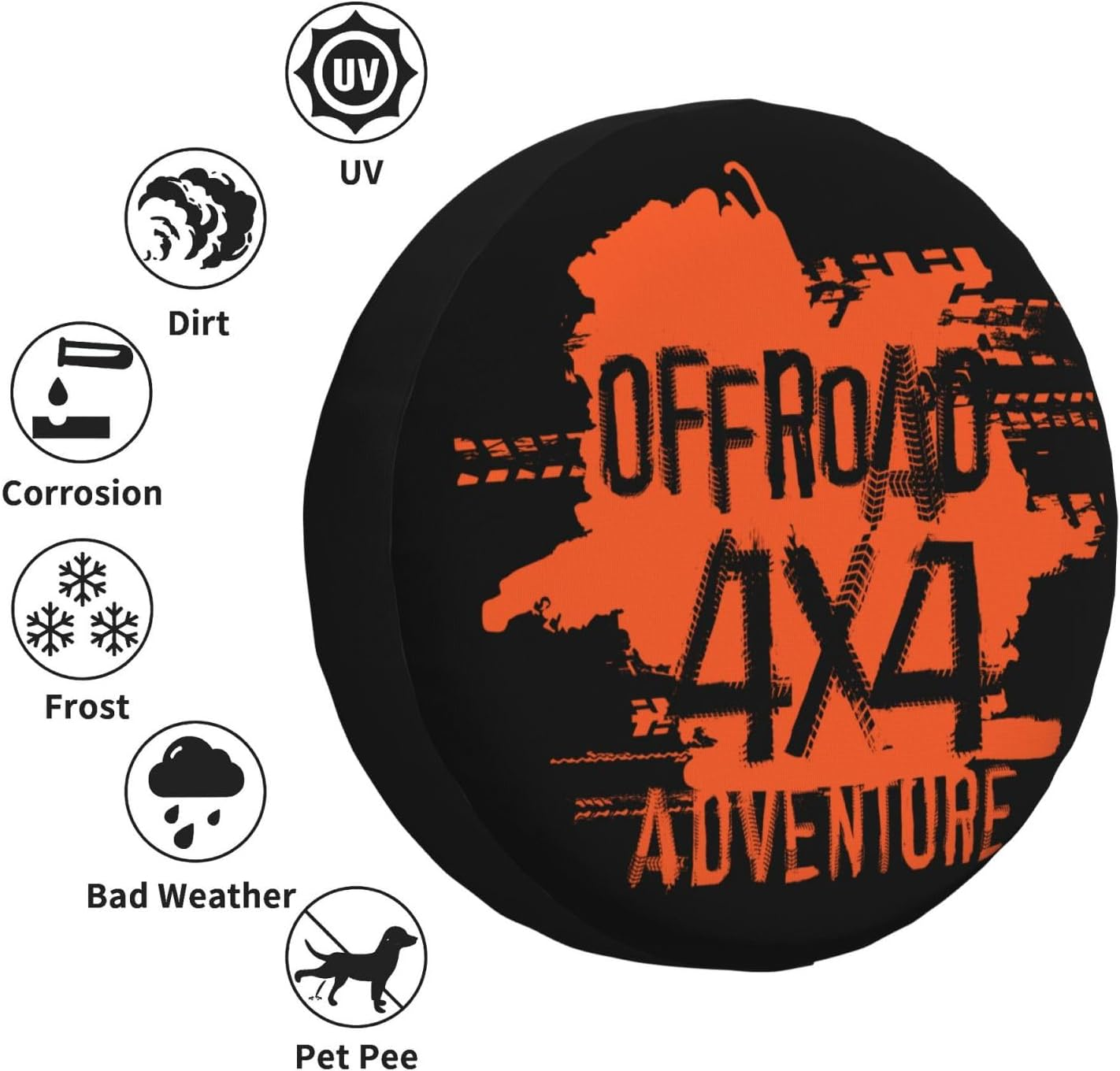 Universal Replacement Wheel Cover off Road 4X4 Adventure Waterproof Spare Wheel Cover Dustproof Tyre for Trailer, Motorhome, SUV, Off-Road Vehicle Wheel 15 Inch image number 6