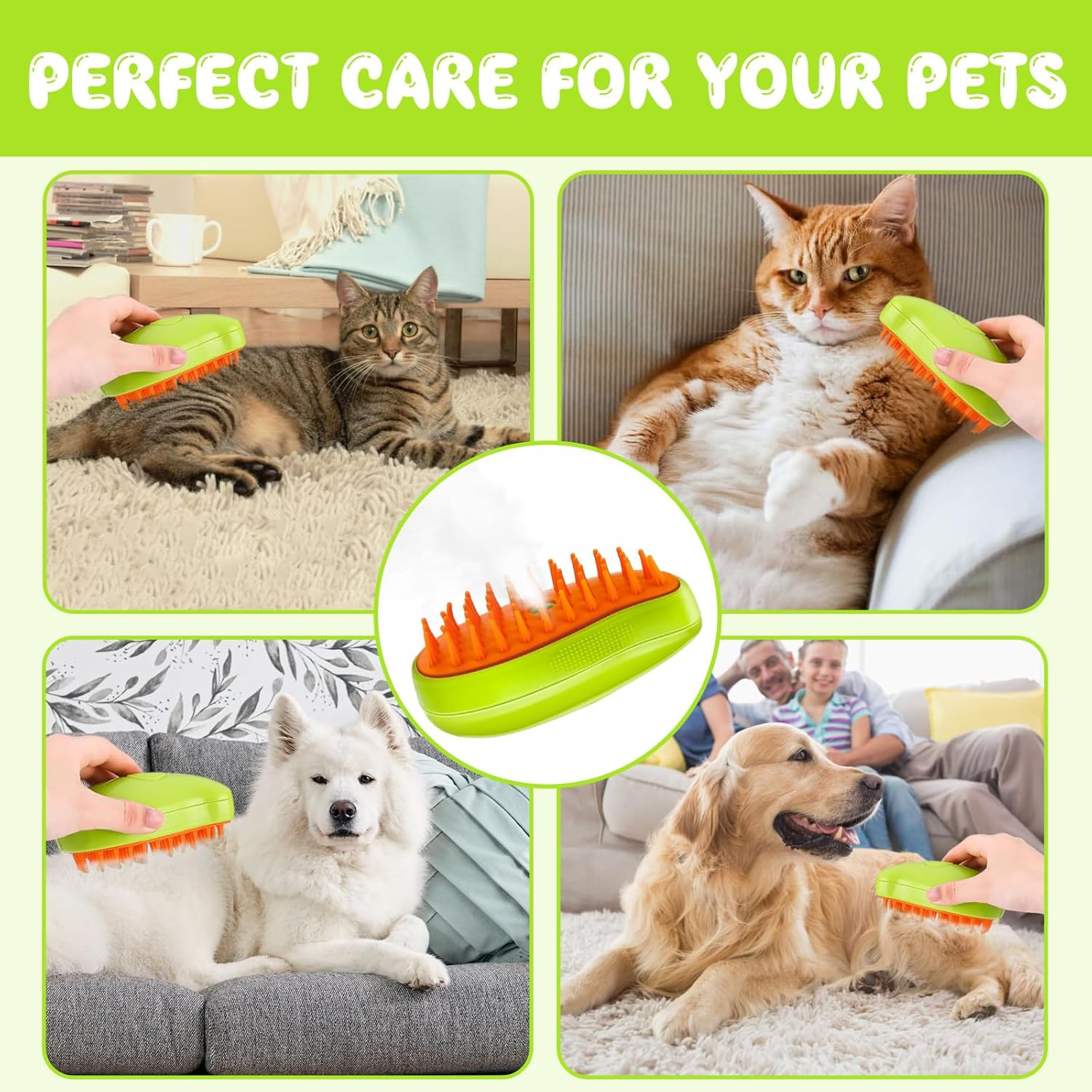 3 In1 Cat Steamy Brush Steamy Cat Brush Self Cleaning Steam Cat Brush Cat Grooming Brush Spray Steam Hair Brush for Long and Short Hair Cat Massages Treatments Eliminate Flying Hair Toys for Kids Gift image number 3