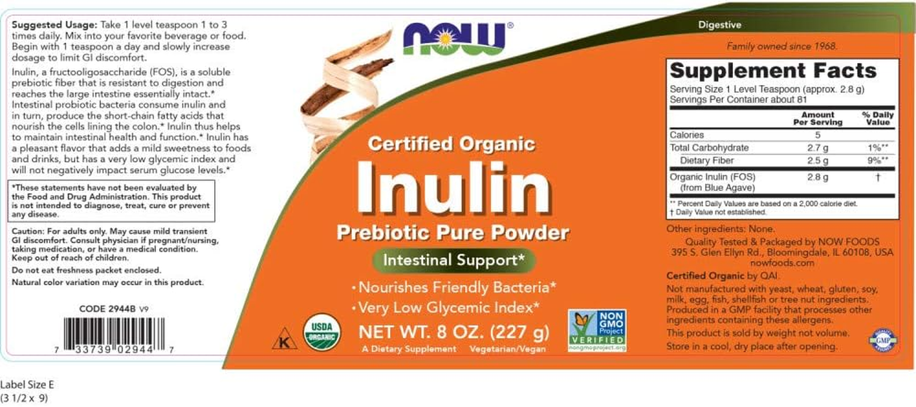 NOW - Organic Inulin Powder 8 Oz image number 5