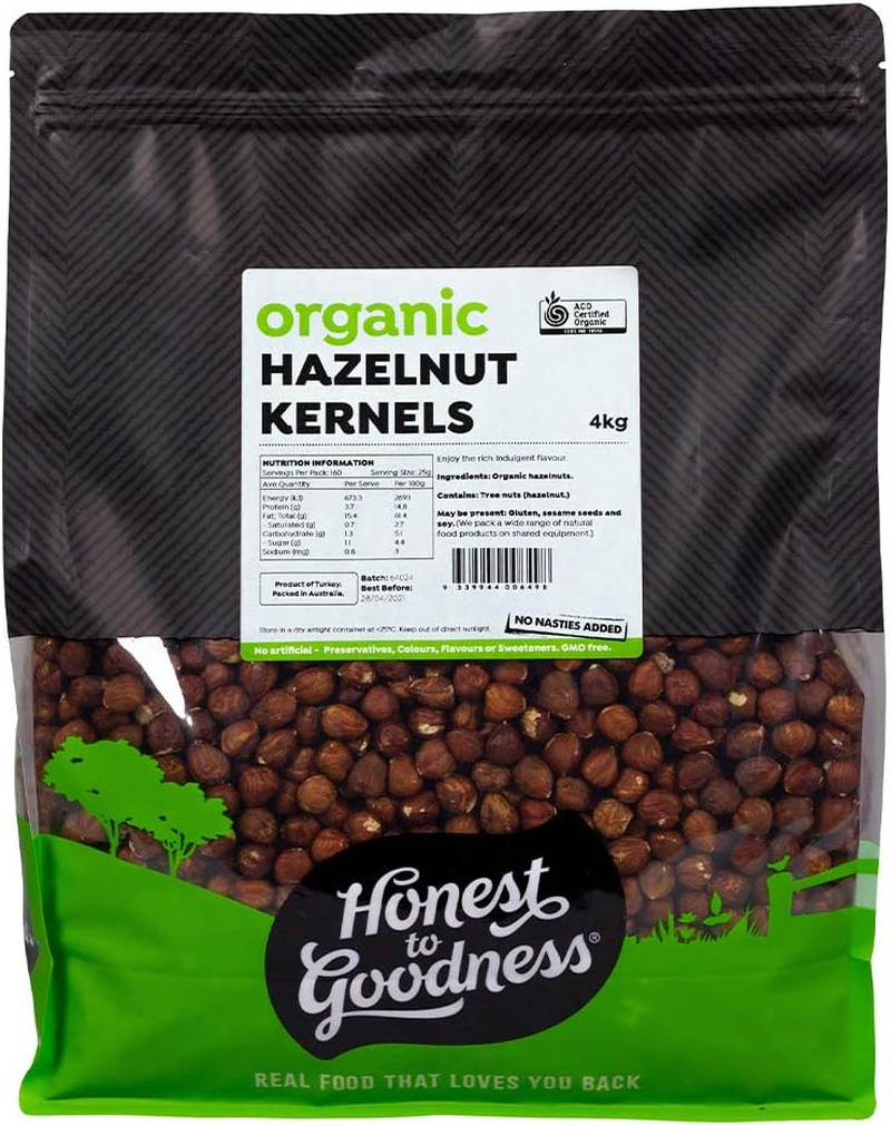 Honest to Goodness Organic Hazelnut Kernels, 200 Grams - a Luxurious Flavor and a Delightful Crunch! Famously Complementing Chocolate, Nutrient Dense and a Pantry Staple.