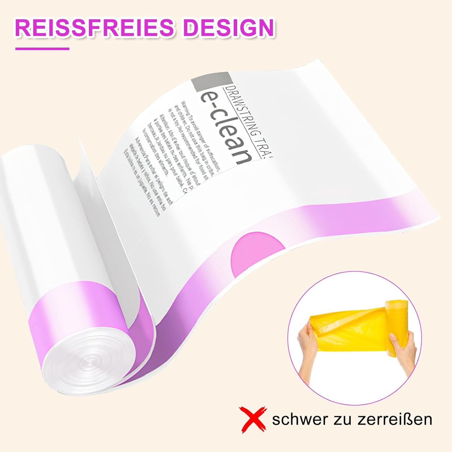 Self-Cleaning Cat Litter Box Garbage Bag, Bin Liners with Drawstring and Handles, Pack of 108 Bin Bags with Carry Handle for Household, Bathroom, Kitchen, Office, Pet, Plastic White Bin Bags