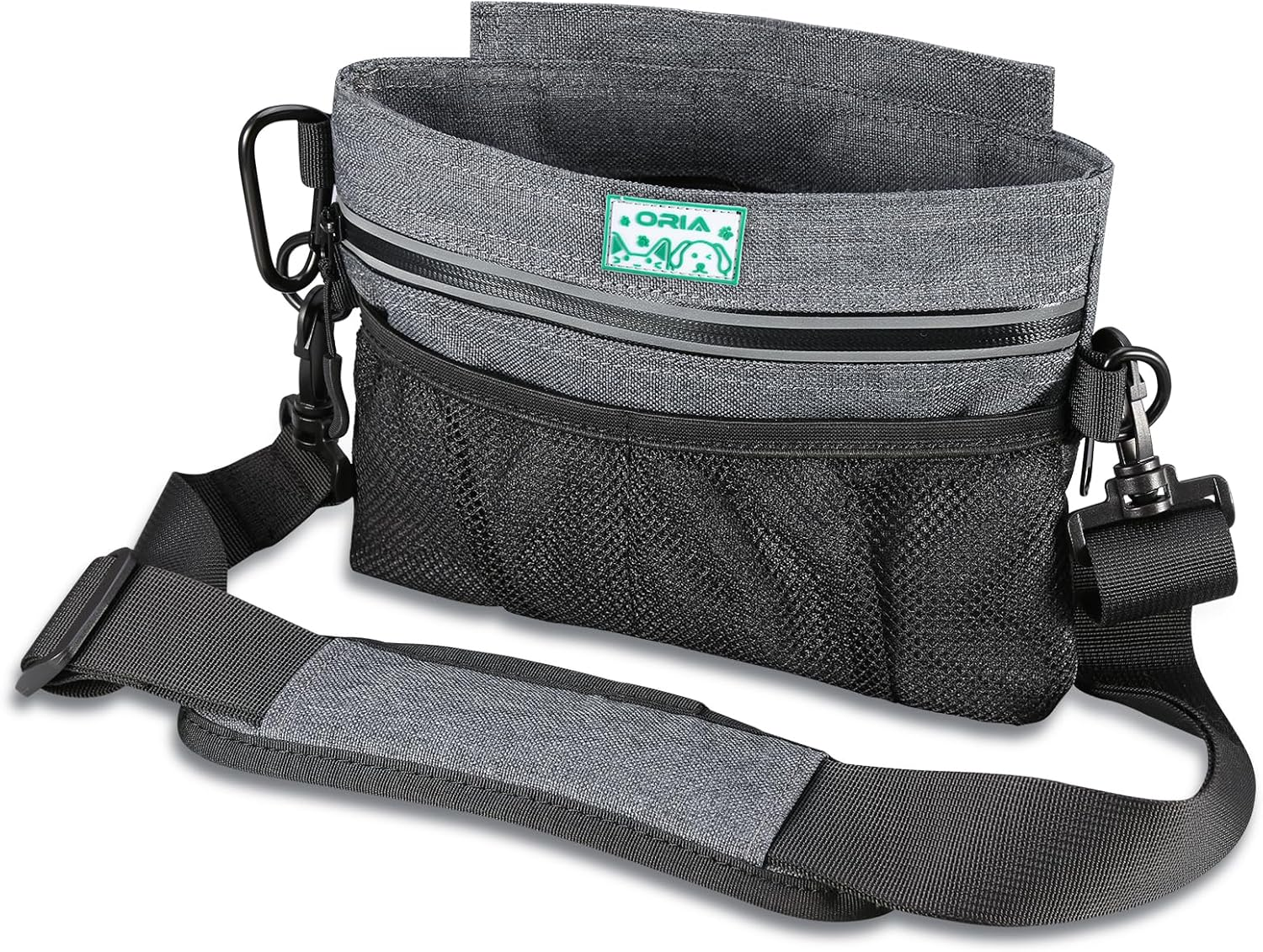 ORIA Dog Treat Training Pouch, Pet Training Bag, Dog Treat Pouch with Adjustable Belt and Removable Inner Pocket, Large Capacity Dog Food Bag for Pet Walking, Carry Pet Toys, Treats -Grey image number 1