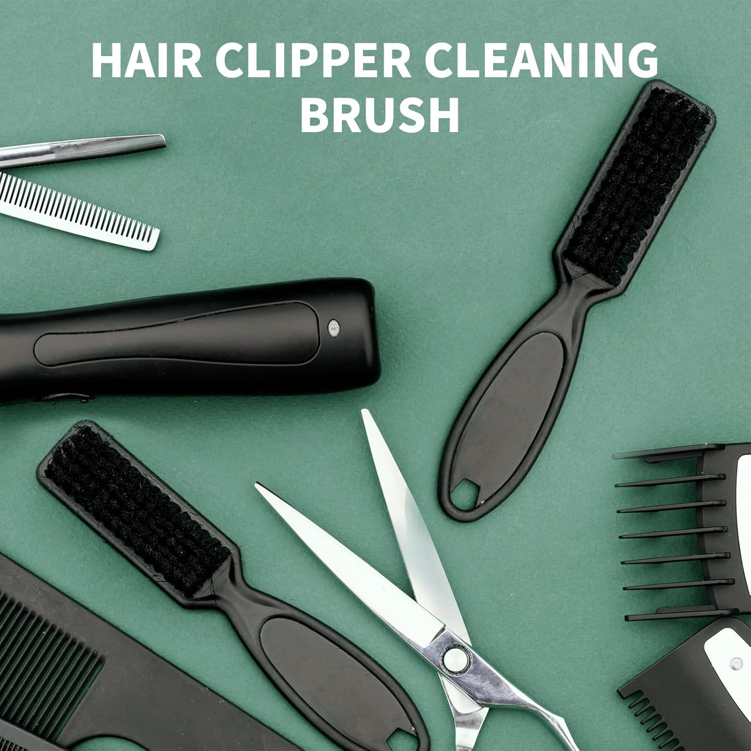 SQULIGT 6 Pcs Barber Clipper Brush Blade Trimmer Cleaning Brush Set Duster Manicure Nylon Brush Hair Styling Brush Tool (Black) image number 1