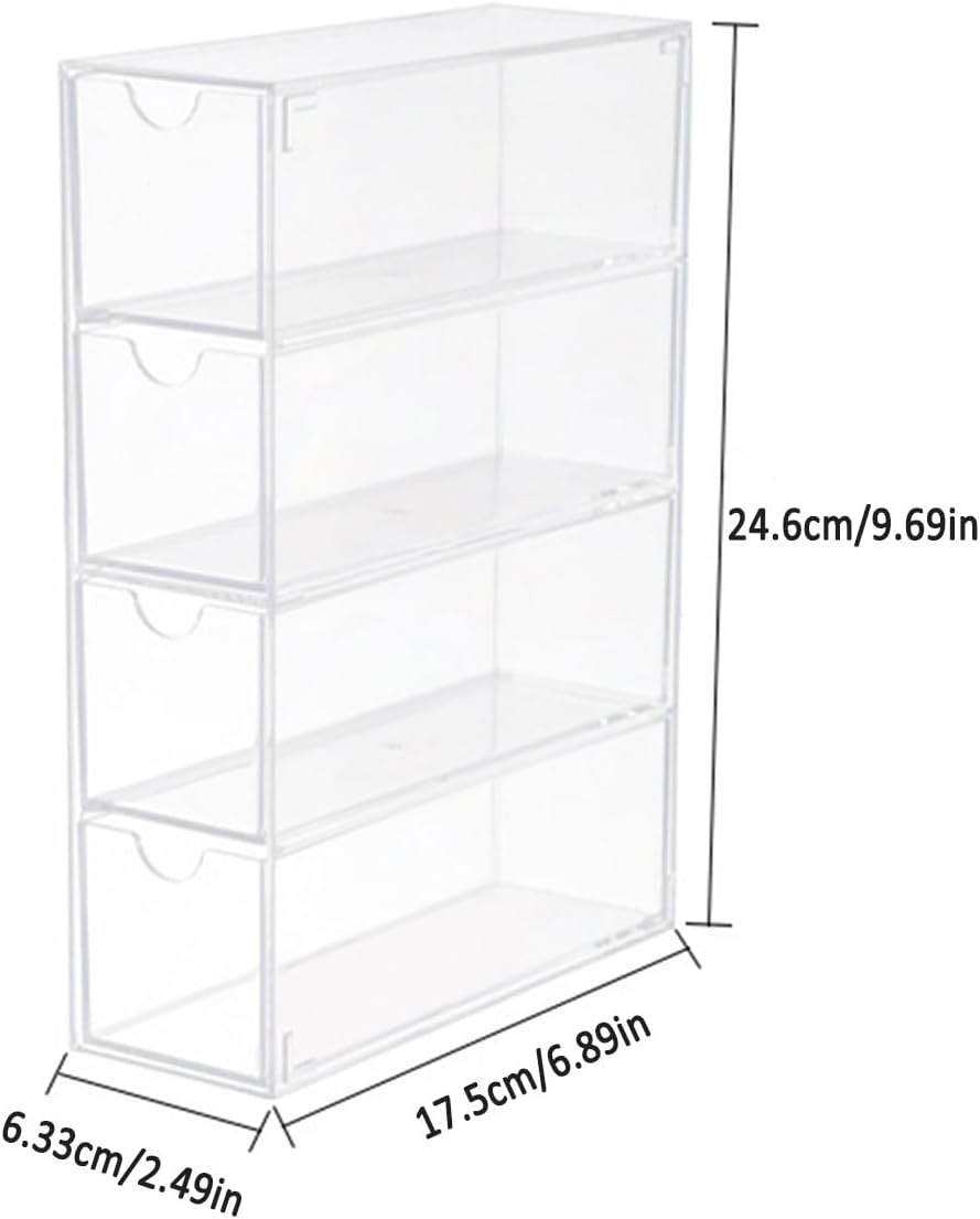 Jade Deals Stackable Acrylic Glasses & Sunglasses Display Box, Four - Layer Drawer Storage, 9.69&times;6.89&times;2.49 Inch, Dustproof & Versatile Organizer for Multiple Items