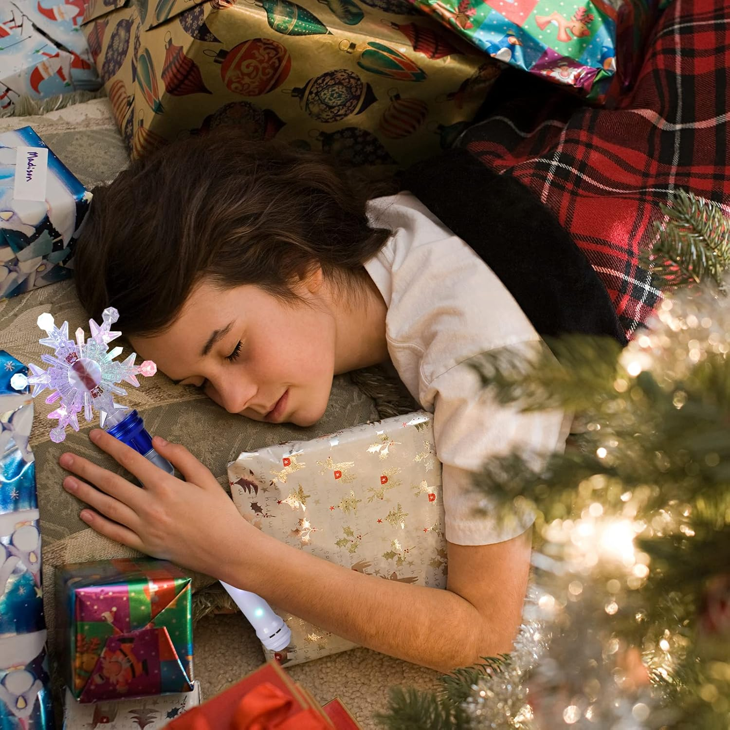 Light up Frozen Snowflake Wand- Snowflake Spinning Wands,Magic Wand Rotating Toy for Girls and Boys, Magic Princess Sensory Toys,Christmas & Birthday Gift (Blue) image number 1