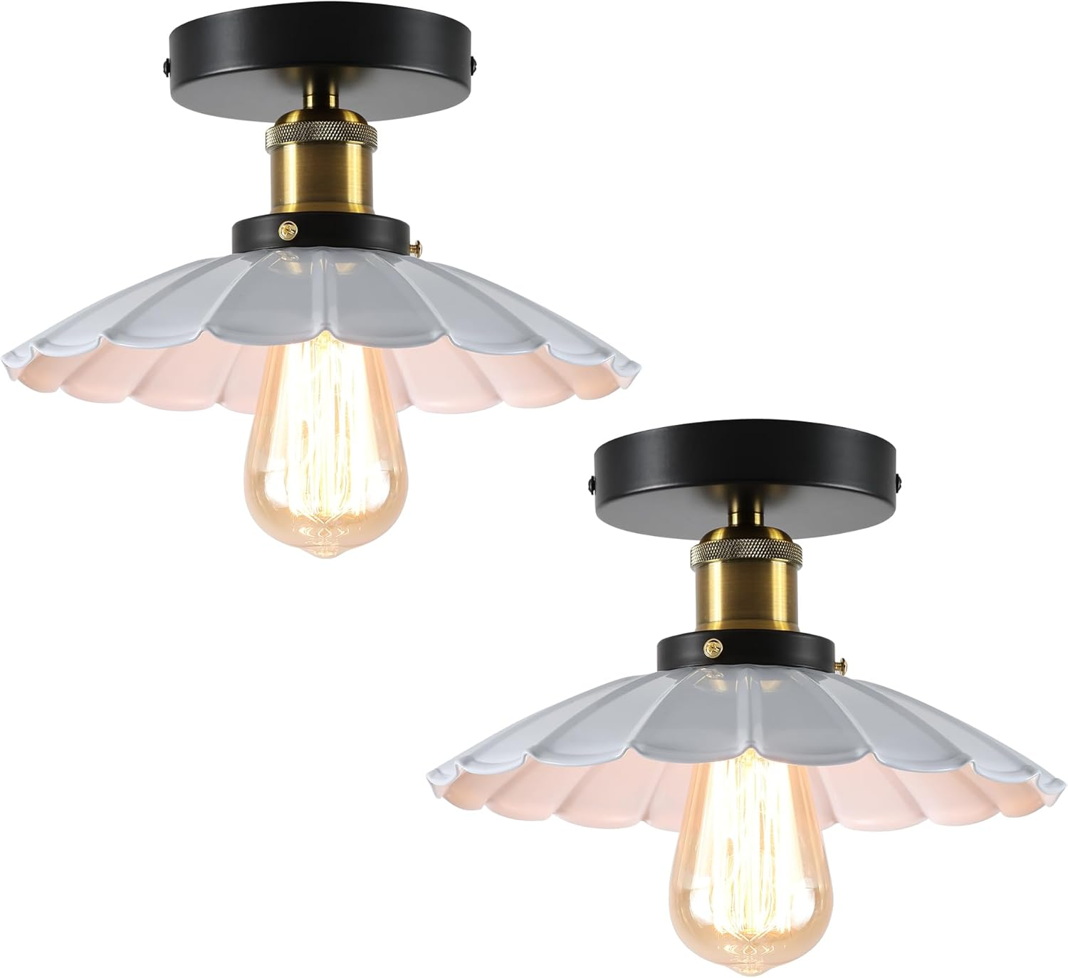 GEADI Farmhouse Chandelier, Flush Mount Ceiling Lighting, Metal Industrial Vintage Pendant Light Fixture for Entryway Hallway Foyer Kitchen Island Dining Room, E27 Base