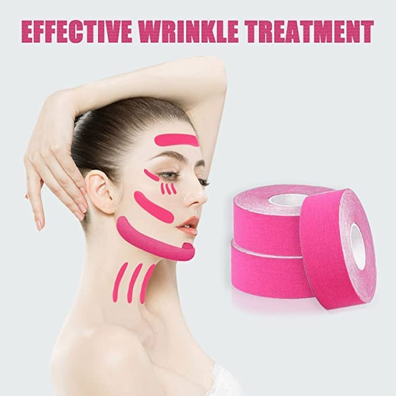 Anti-Wrinkle Myofascial Lift Tape, 1Roll Facial Myofascial Eye and Neck Toning Facial Face Lift Tape, Face Tightening and Lifting Patches for Women'S Skin, Pink image number 1