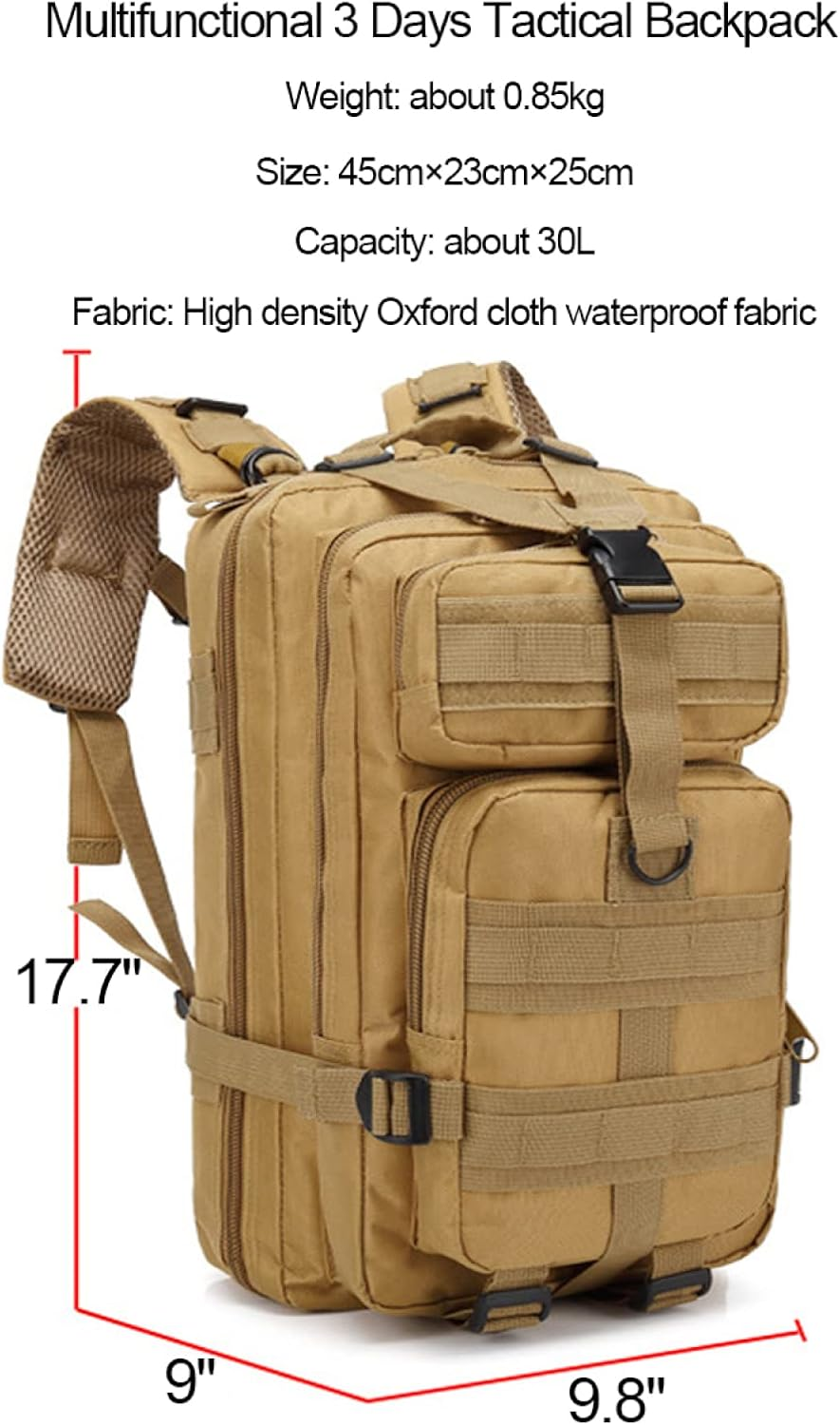 30L Mountaineering Outdoor Multifunctional Backpack 3 Days Tactical Backpack Military Tactical Backpack Assault Pack for Hiking Camping Trekking Hunting,Armygreen image number 4