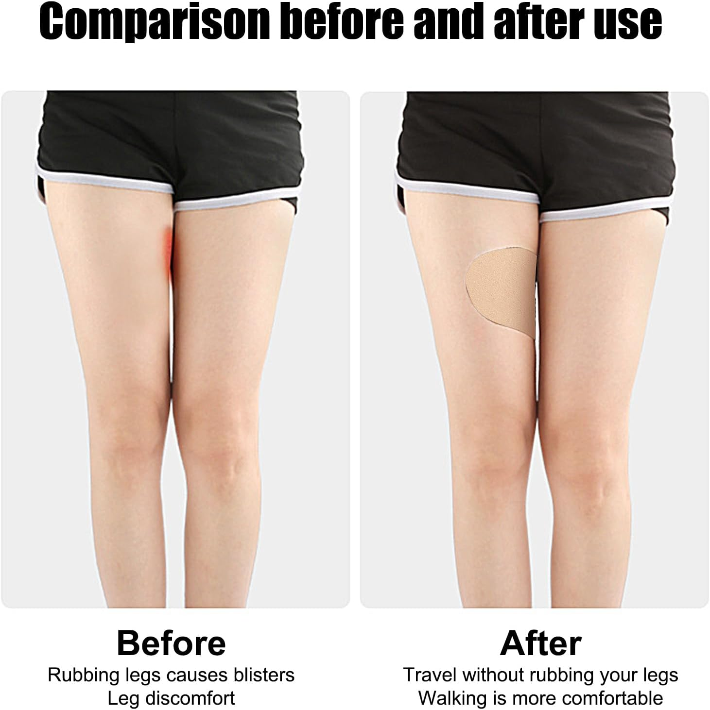 Thigh Chafing Patches - 10-Pieces Thigh Friction Prevention Pads | Women Body Protection Friction-Resistant Patches for Workout Dancing Backpacking Walking Climbing Hiking Cycling image number 1