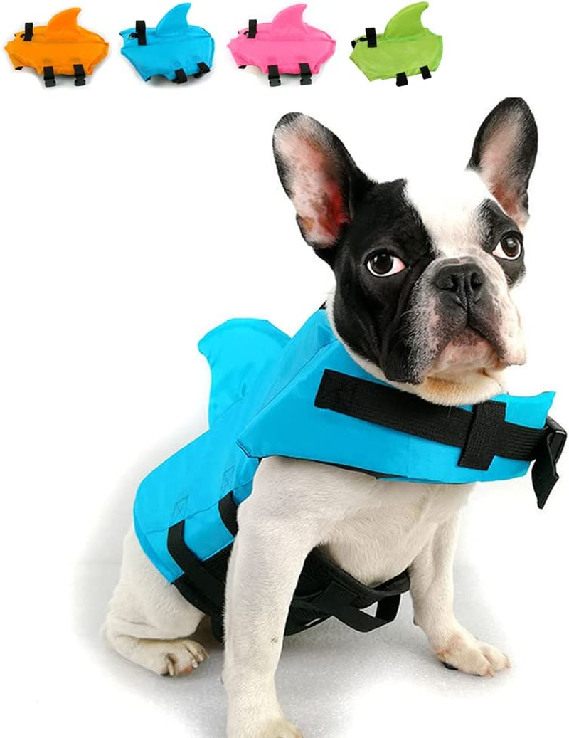 Snik-S Dog Life Jacket- Preserver with Adjustable Belt, Pet Swimming Shark Jacket for Short Nose Dog (Pug,Bulldog,Poodle,Bull Terrier,Labrador) (XS, Blue)