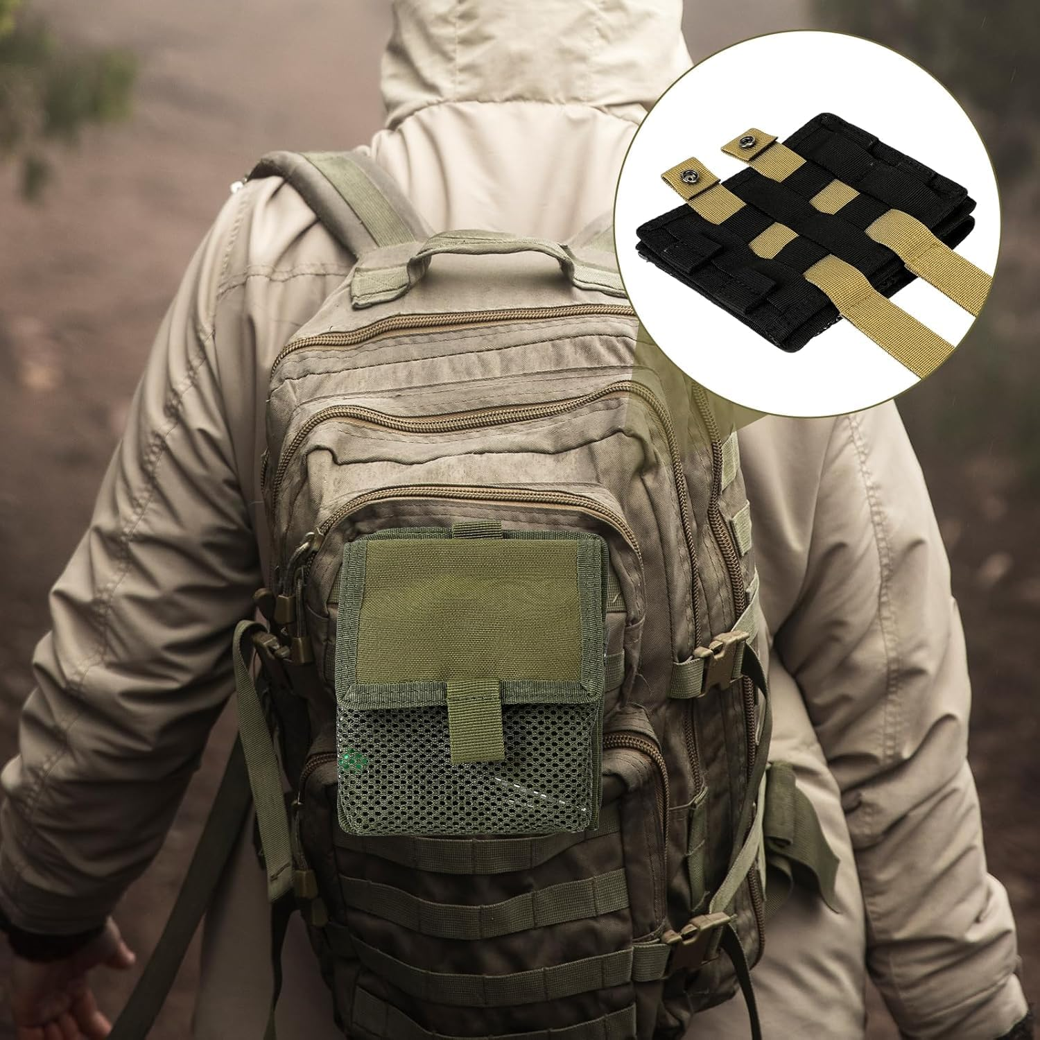 Tactical Molle Webbing Straps,Reusable Molle Webbing Straps, Attachment Snap Strap, Nylon Thumb Snap Straps Molle Adapter Straps for Backpack, Molle Panel Connectors Suitable for Men Women image number 1