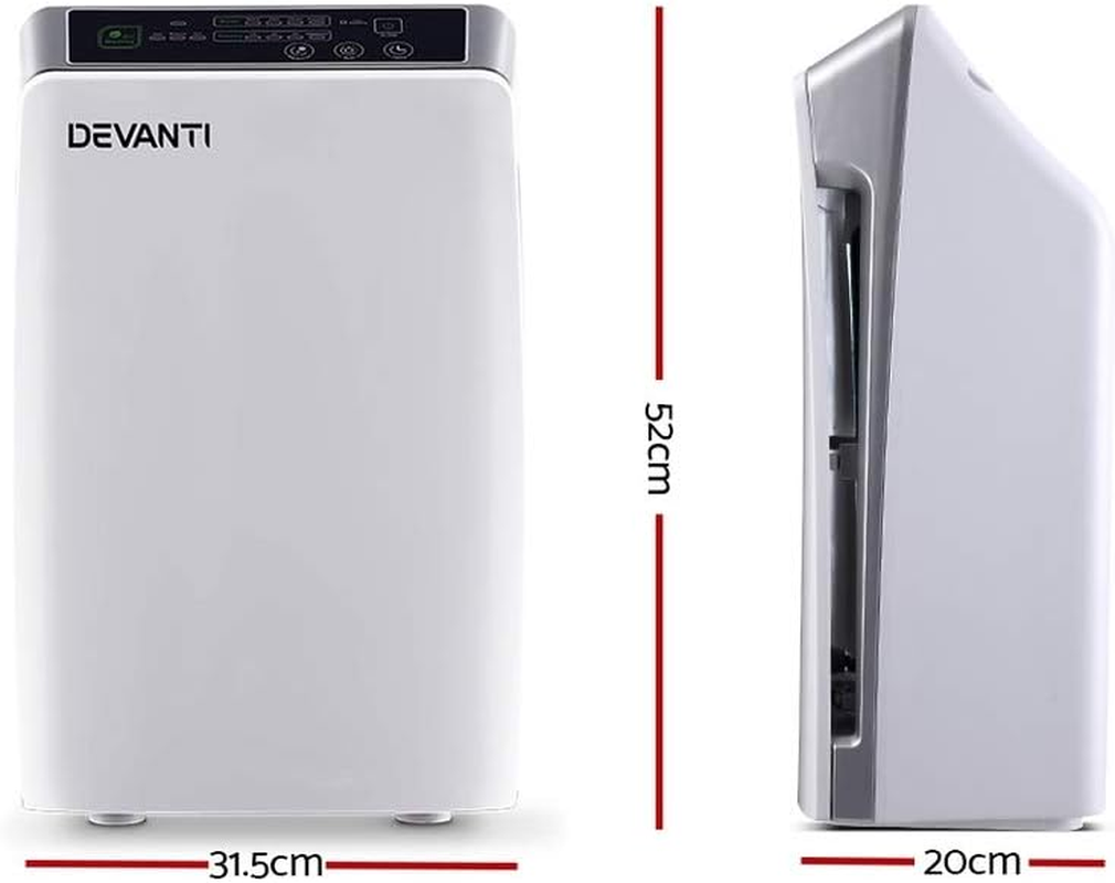 Devanti Air Purifier, 4 Layer Home Purifiers Hepa Filter Bedroom Freshener Cleaner Carbon Replacement Filters Smoke Remover Office Kitchen Room Smart Equipment, with Remote Control 180M&sup3;/H White image number 2