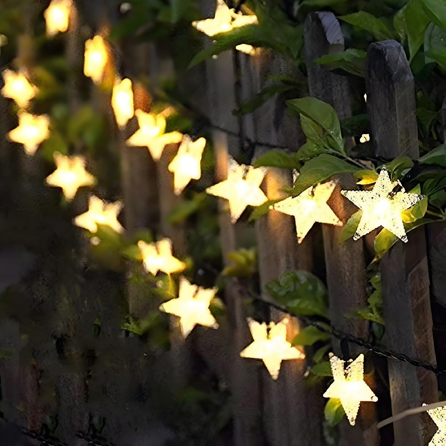 Solar String Lights Garden, 50 LED Star Fairy Lights Outdoor Solar Powered Led Star String Light Waterproof 8 Modes Decorative Light for Garden Patio Yard Home Wedding Party(Yellow