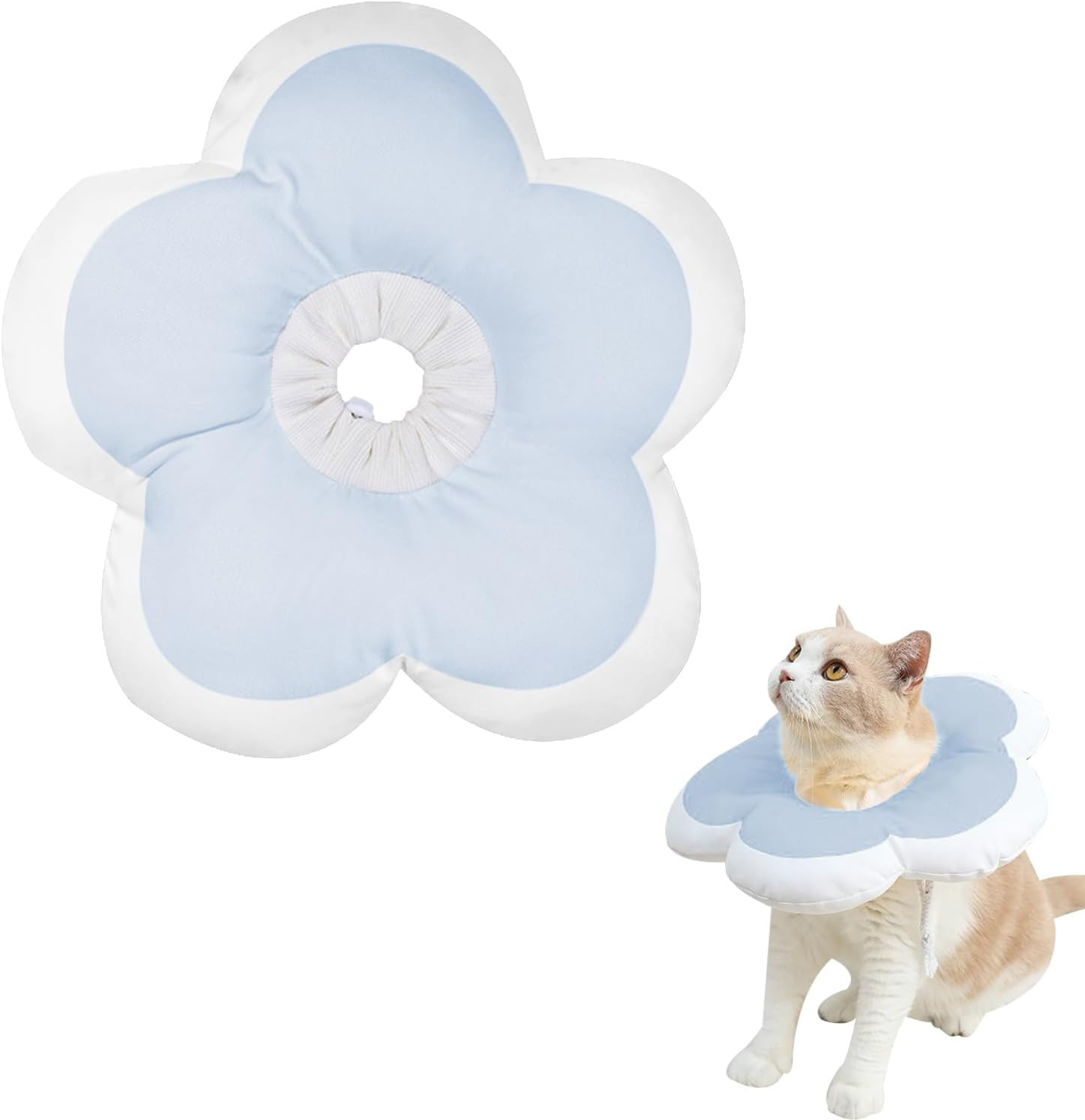 BSITSSS Cat Collar, Adjustable Cat Collar, Soft Collar for Cats, Waterproof Cat Collar, Cotton Cat Collar, Protection against Licking and Scratching after Surgery (M|Blue) image number 1