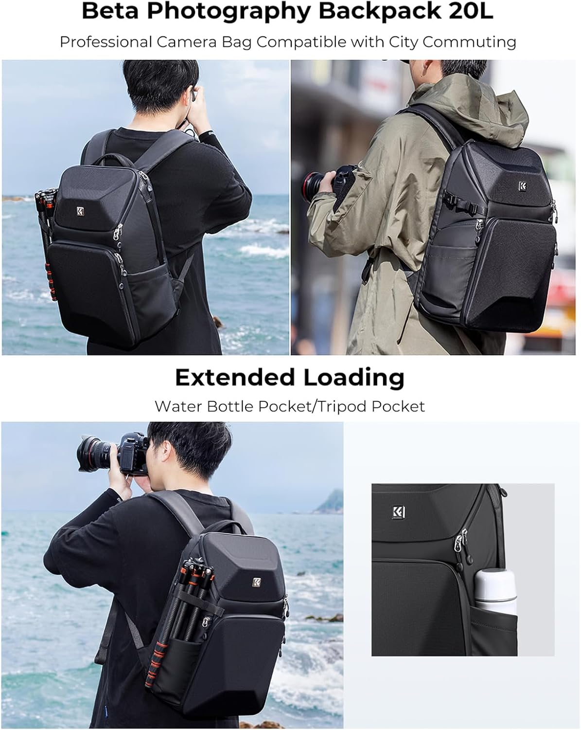 GUYOS KF13.144 20Lcamera Backpack Photography Storager Bag Side Open Available for 15.6In Laptop with Trolley Strap Rain Cover Flexible Dividers Compatible with 15.6In image number 1