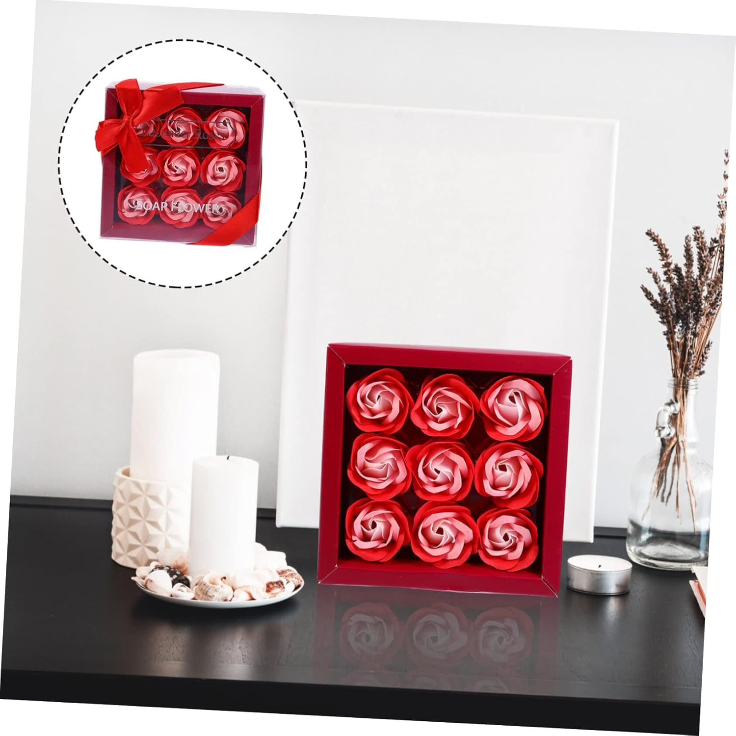 Abaodam Faux Rose Flower Box 9 Artificial Flowers for Wedding Party Decorations image number 1