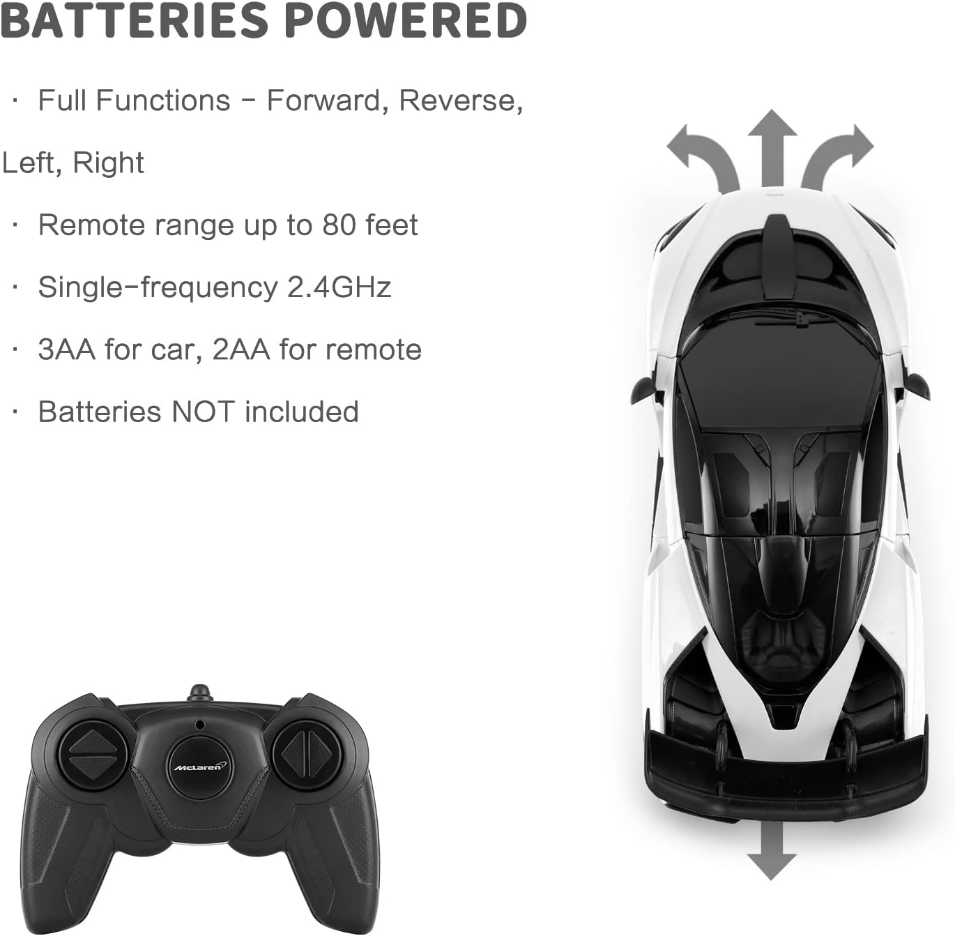 RASTAR RC Toy, Mclaren Senna 1:24 Remote Control RC Car, Mclaren Toy Car for Boys - White image number 3