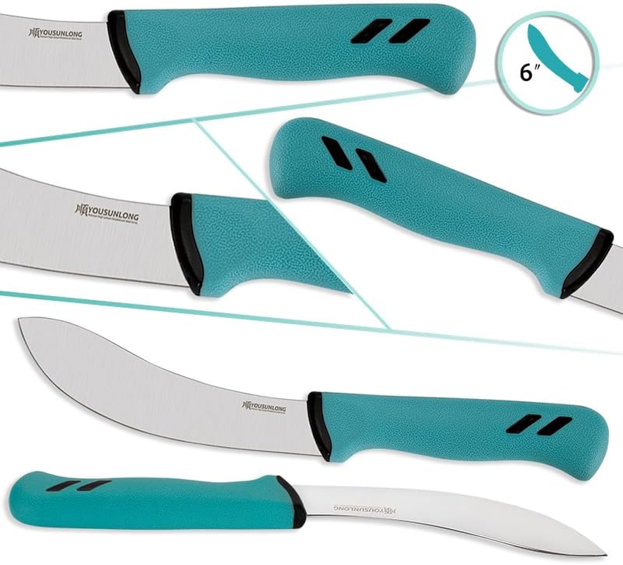 YOUSUNLONG Skinning Knife Professional Beef Skinning Knife 6 Inch - Premium High Carbon Molybdenum Steel Blade - Santoprene Handle