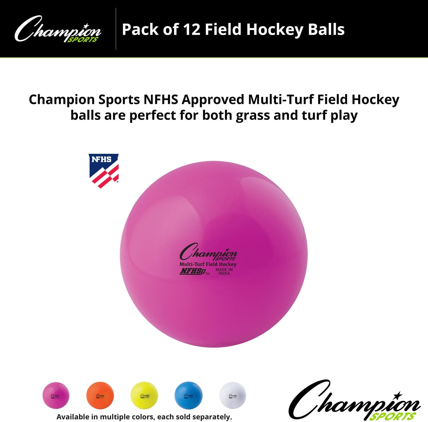 Champion Sports NFHS Approved Official Field Hockey Game Balls - 12 Pack in Multiple Colors - Orange image number 4