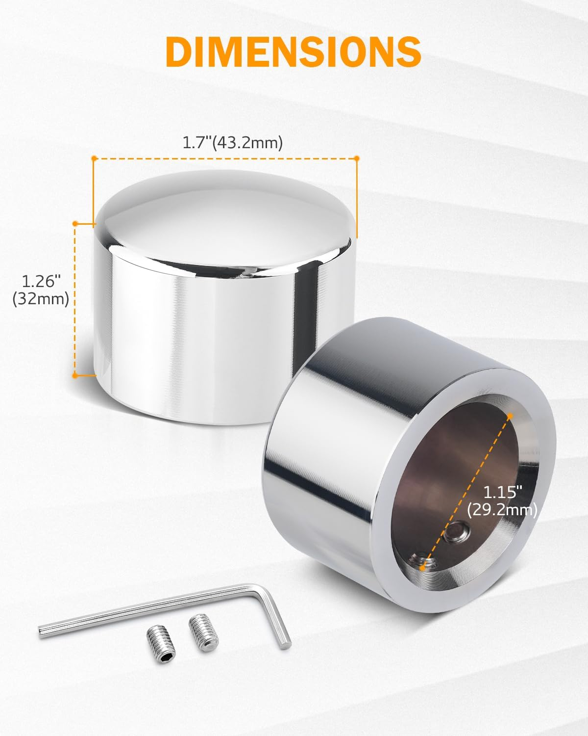 Lalaparts Chrome Front Axle Nut Cover Caps Compatible for Harley Softail Sportster Road King Electra Glide 2002-2019 image number 2