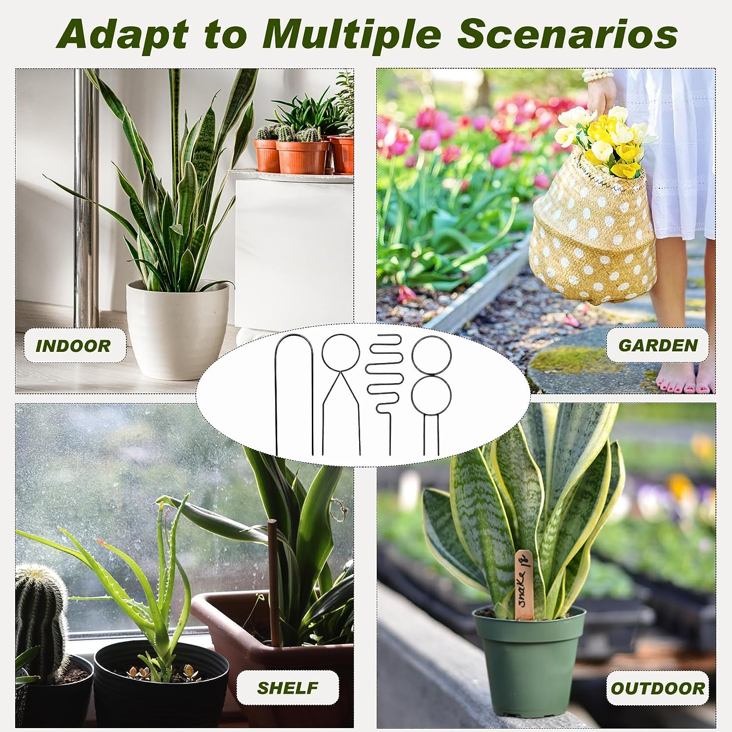 Small Trellis for Potted Plants Indoor, Black Metal Wire Stake for Climbing Plants, Unique Design for Houseplant Lover, Mini Trellis for Garden Plant Support, Hoya, Pothos, Flower(4P, Black) image number 6