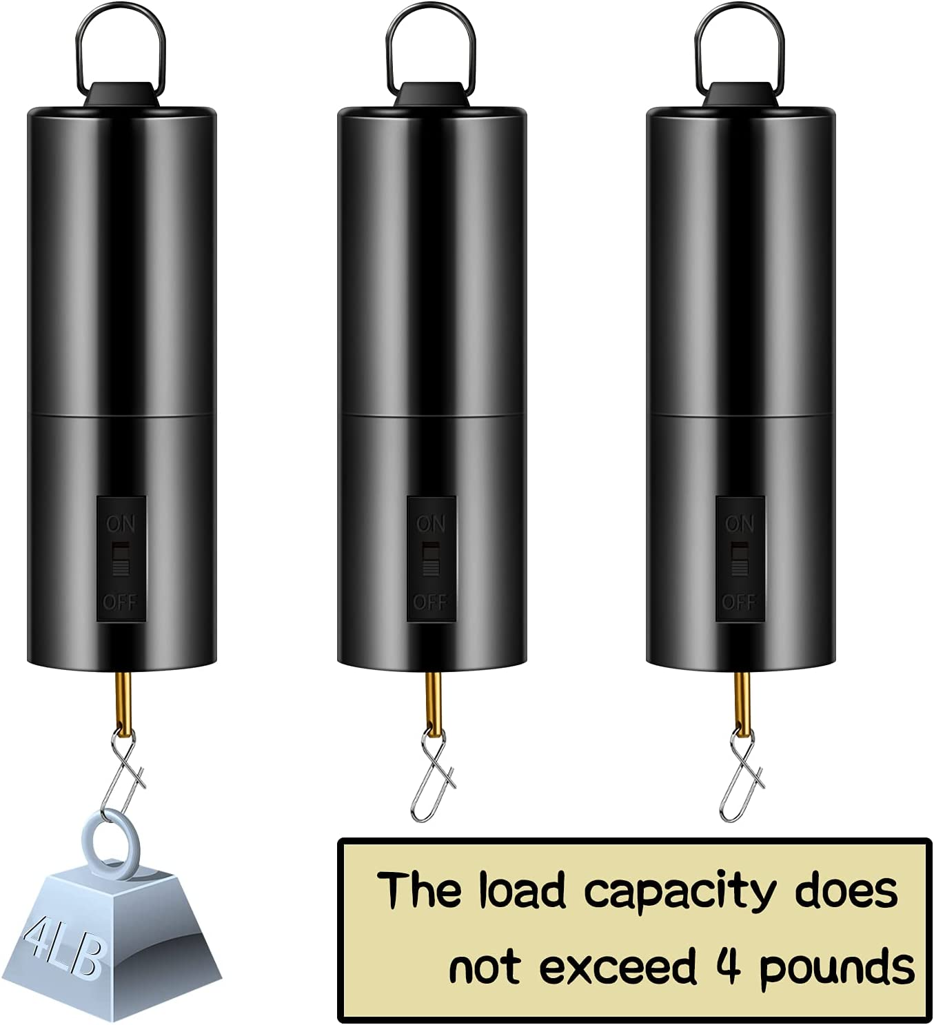 3 Pieces Hanging Black Rotating Motor Wind Spinner Mobile Battery Operated Motor Multi-Purposes Rotatable Hook for Garden Decoration Accessory Supplies image number 3