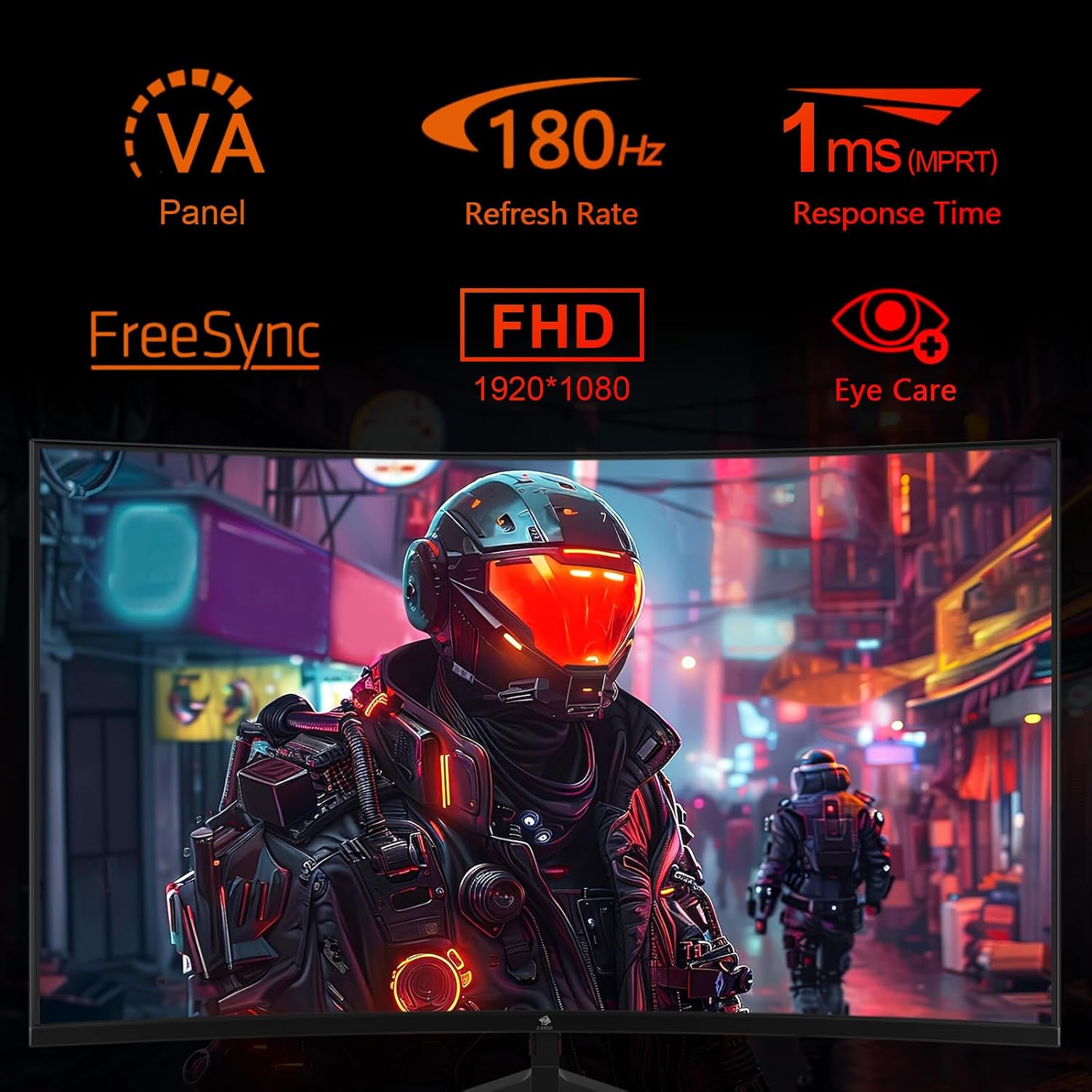 Z-Edge 24 Inch Curved Gaming Monitor 180Hz 1Ms MPRT, 16:9 Full HD 1080P LED Monitor, Freesync, VA Panel, 1650R, HDMI 2.1 & Displayport 1.4, Tilt Adjustable, VESA Mountable, Ultra-Thin Bezel image number 5