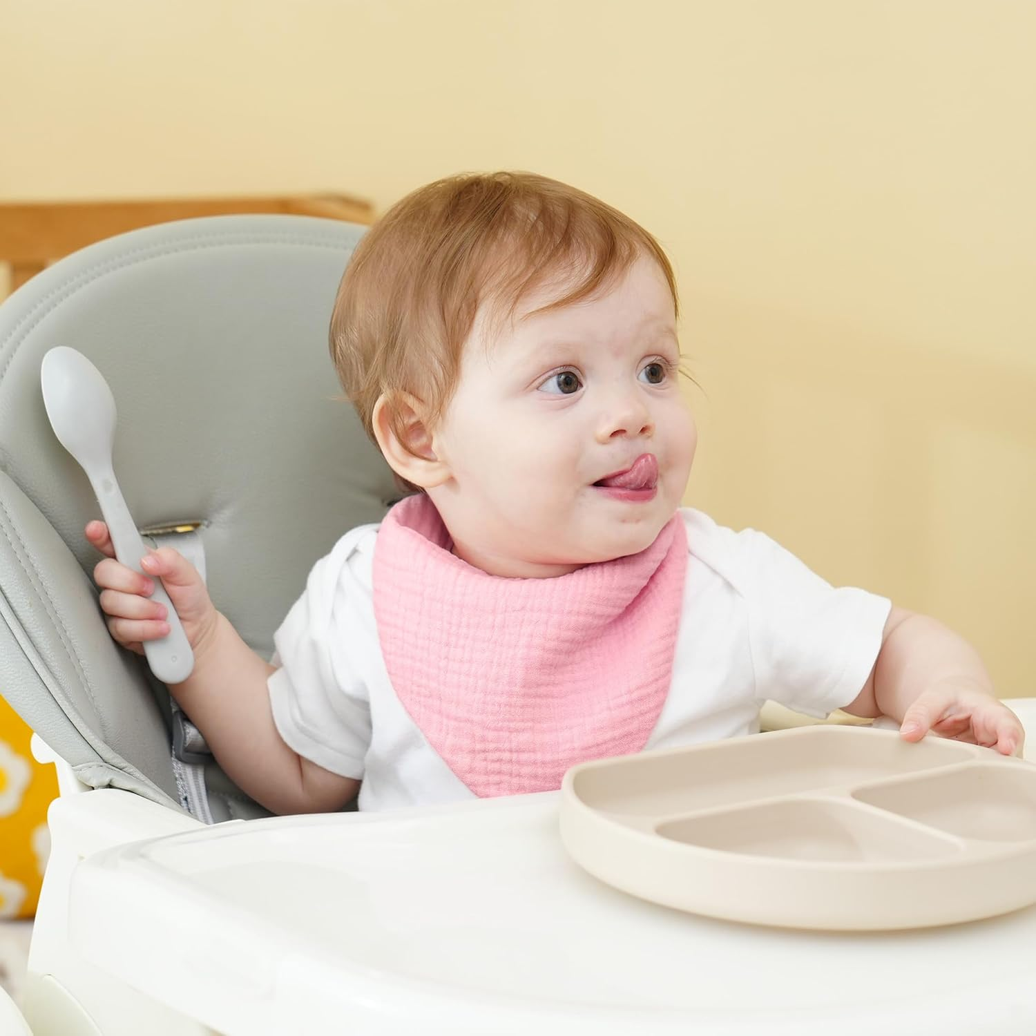 Muslin Baby Bibs 6-Pack Baby Drool Bandana Bibs for Baby Girls Boys Infant Newborn Toddler Drooling and Teething(Triangle Gradientpink) image number 6