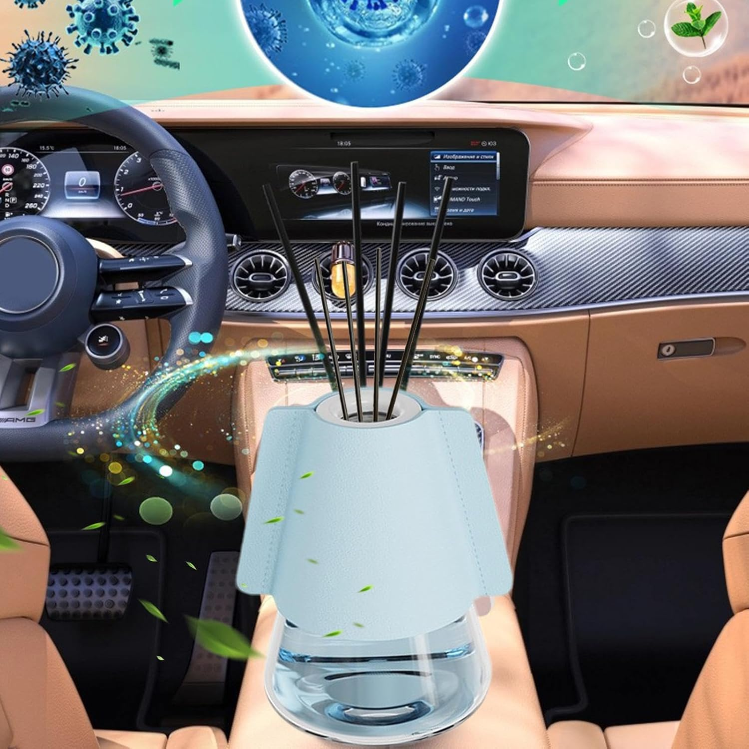 Home Scent Diffusers,Air Freshener Diffuser Room Scent Diffuser with Floral Fragrance | Multipurpose Home Fragrance Reed Diffuser Glass Fragrance Diffuser Set for Car Home Hotel