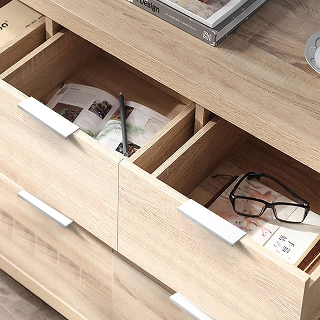 BOOLSFMAM Pack of 6 Concealed Cupboard Handles, Kitchen Handles, Door Handles, Drawer Handles, Furniture, Pure White for Wardrobe, Bedroom, Bathroom image number 6