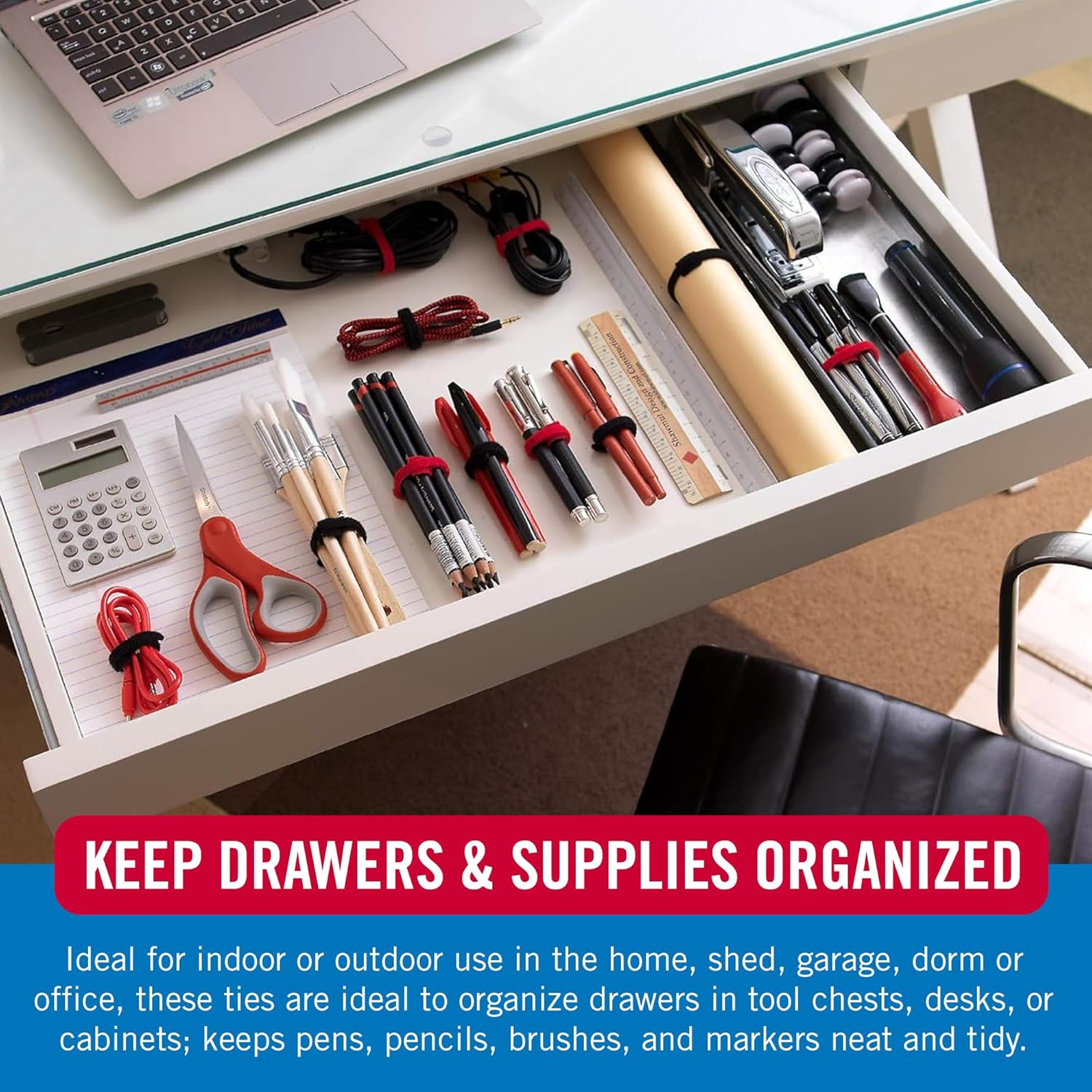 VELCRO Brand 150Pk Cable Ties Value Pack | Replace Zip Ties with Reusable Straps, Reduce Waste | for Wire Management and Cord Organizer | 8 X 1/2" Thin Pre-Cut Design, Black and Gray