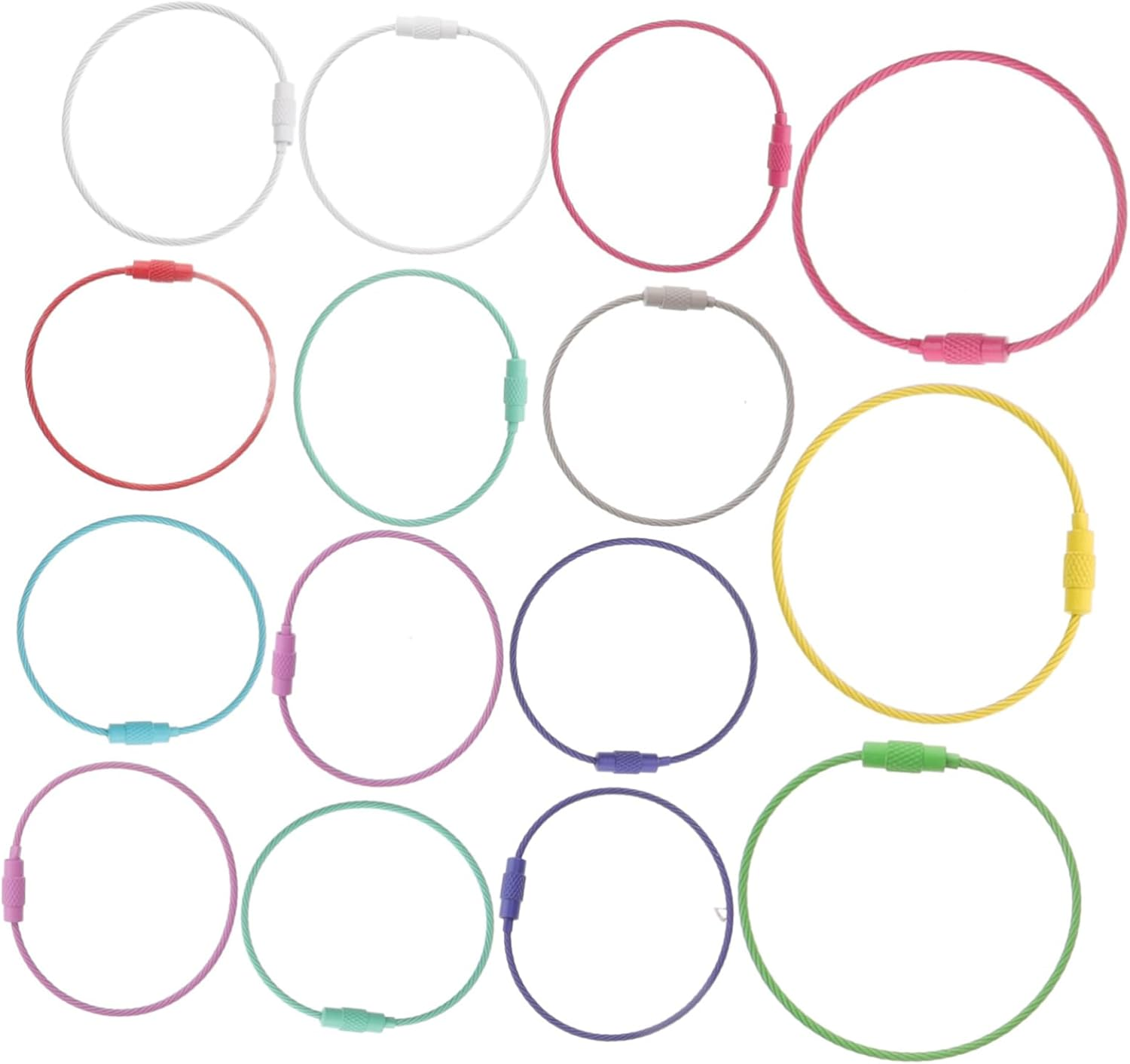 SAFIGLE 60Pcs Keyring Circle Wire Keychain Cable Loop Holder Key Ring Luggage Wire Tags image number 3