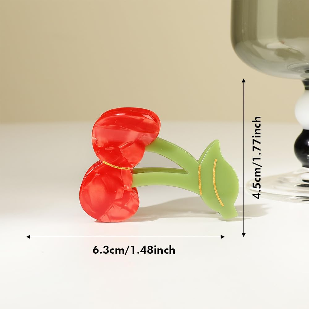 Cherry Hair Clip - Red Claw Clip Fruit Hair Clips,Cherry Hair Clips for Mother'S Day, Graduation Ceremony, Birthday Parties, Valentine'S Day
