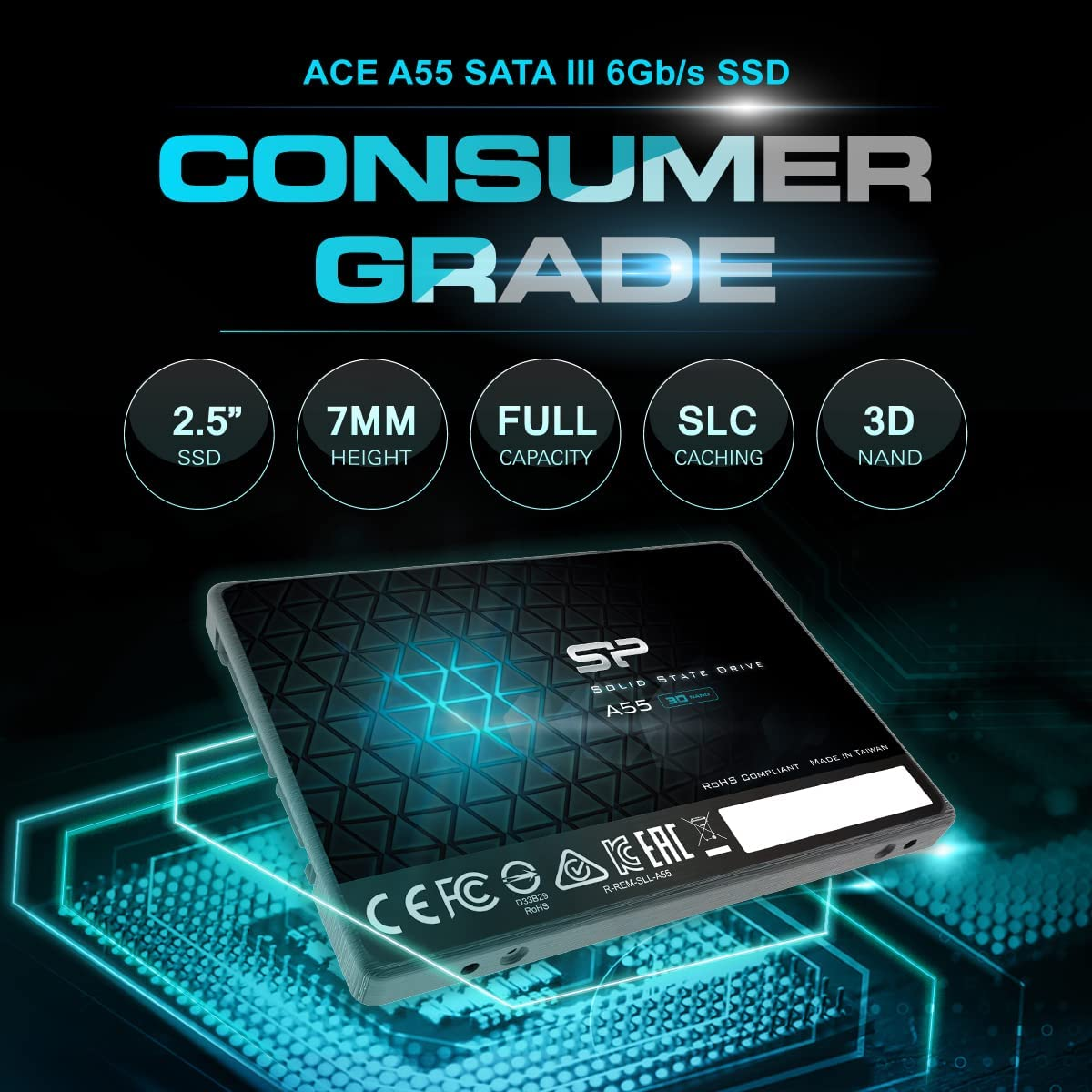 Silicon Power Ace A55 2TB SATA SSD, up to 500Mb/S, 3D NAND with SLC Cache, 2.5 Inch SATA III 6Gb/S Internal Solid State Drive for Desktop Laptop PC Computer image number 6