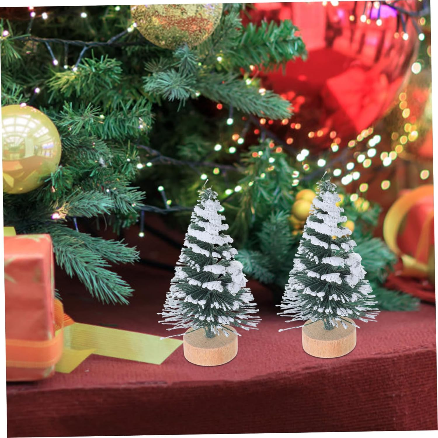 10Pcs 5Cm Mini Christmas Tree Decor with Snow Covered Pine Flocking, Desktop Xmas Party Ornament for Home Holiday Decoration image number 1