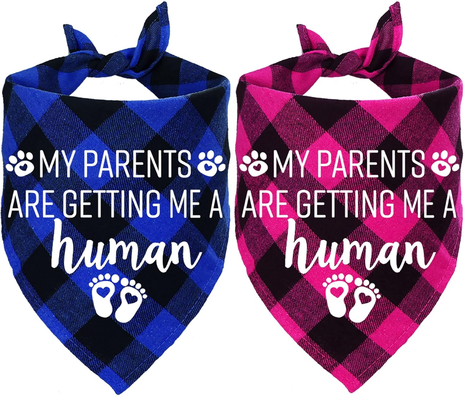 STMK Pregnancy Announcement Plaid Dog Bandana, Baby Announcement Dog Bandana, Gender Reveal Photo Prop for Dog Puppy (Blue, 24" X 16.8")