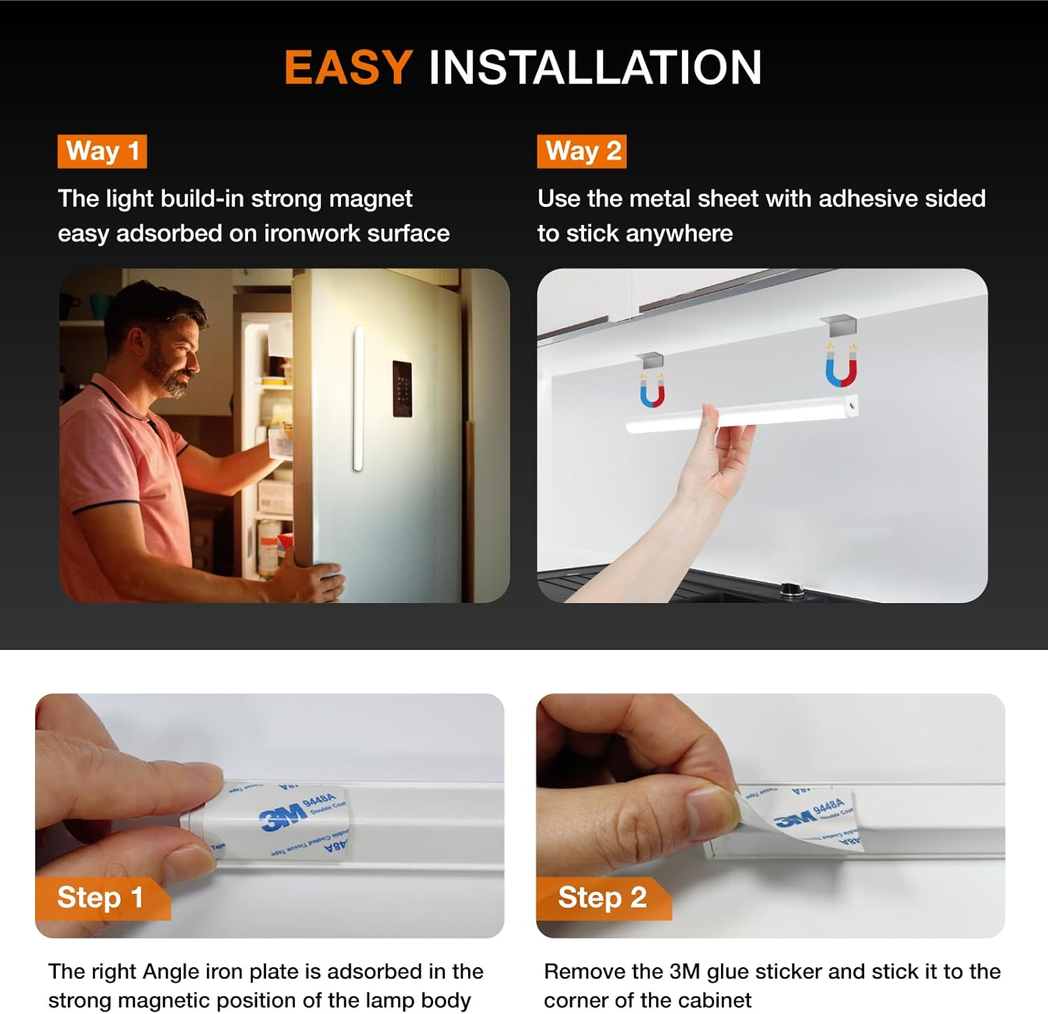 Under Cabinet Lights with Remote Control,Magnetic Rechargeable Light Bar,Under Cabinet Lighting Wireless under Counter Lights for Kitchen (White, 30CM) image number 5