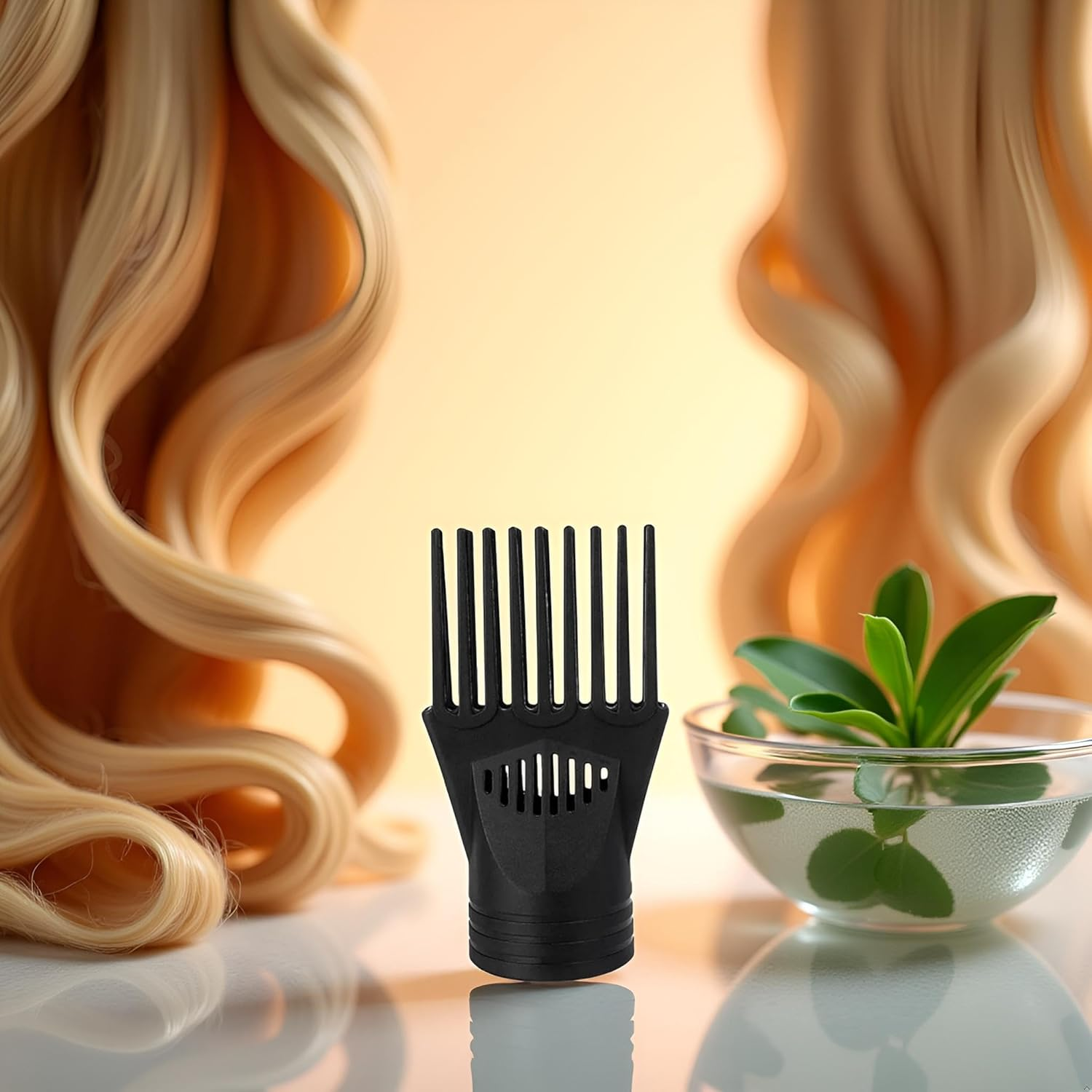 Black Hair Dryer Comb,Plastic Blow Comb Attachment Styling for Straightening Detangling,Universal Nozzle Hairdressing Salon Hair Dryer,Curly,Natural Styling Tools image number 2