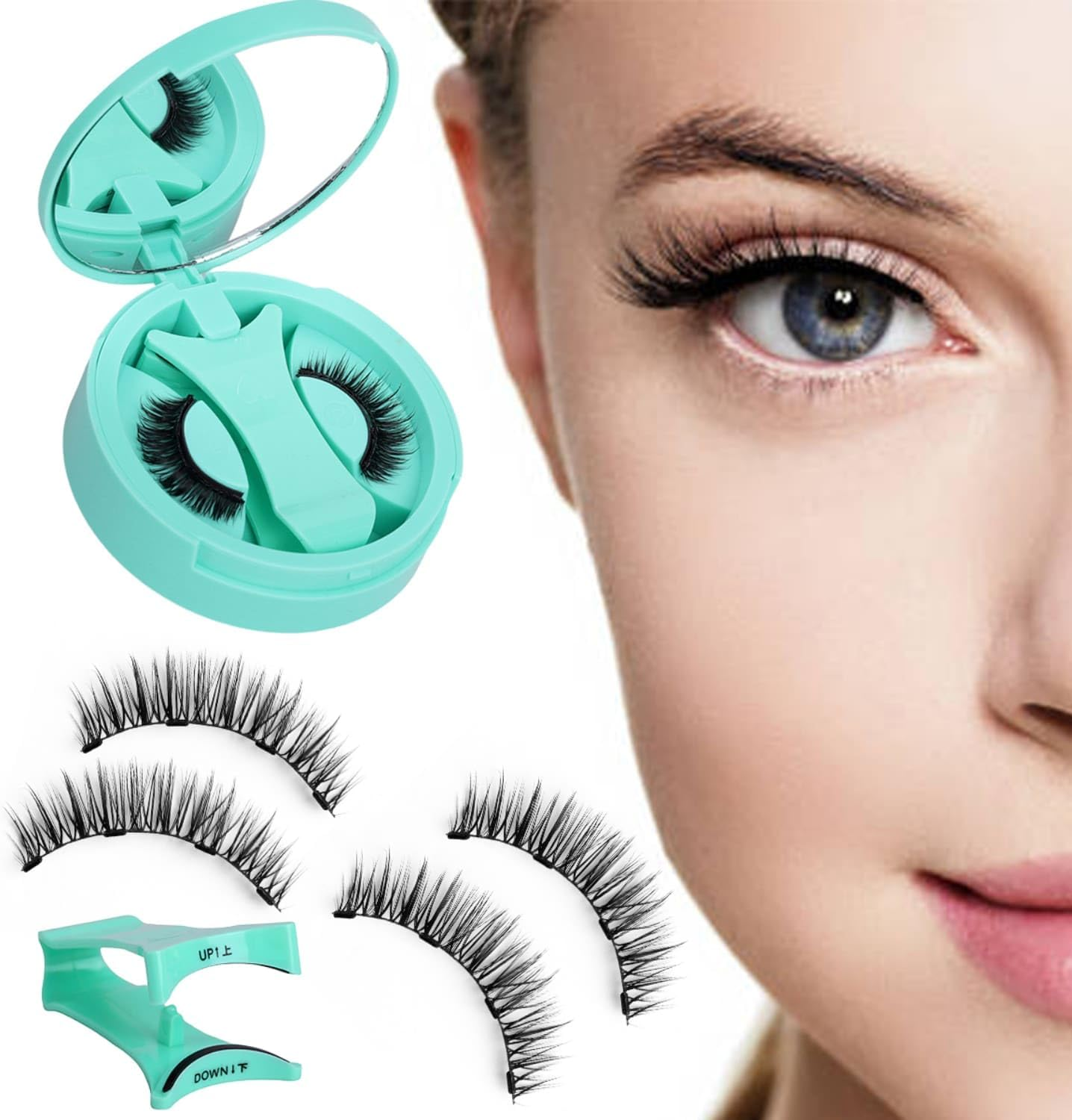 NKA Beauty Magnetic Lash Kit &ndash; No Eyeliner Needed &ndash; 1 Pair Reusable Magnetic Lashes with Lash Applicator & Case &ndash; Natural Look, Easy Clamp-On Design (01) image number 1