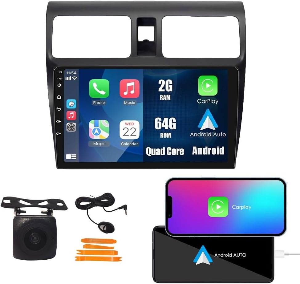 Car Carplay Android Auto Navigation Stereo GPS Radio Reverse Camera Display 10" IPS Touchscreen Headunit Tablet Pad Media Player for Suzuki Swift 2005-2010, If Applicable Quad Core 2G+64G image number 4